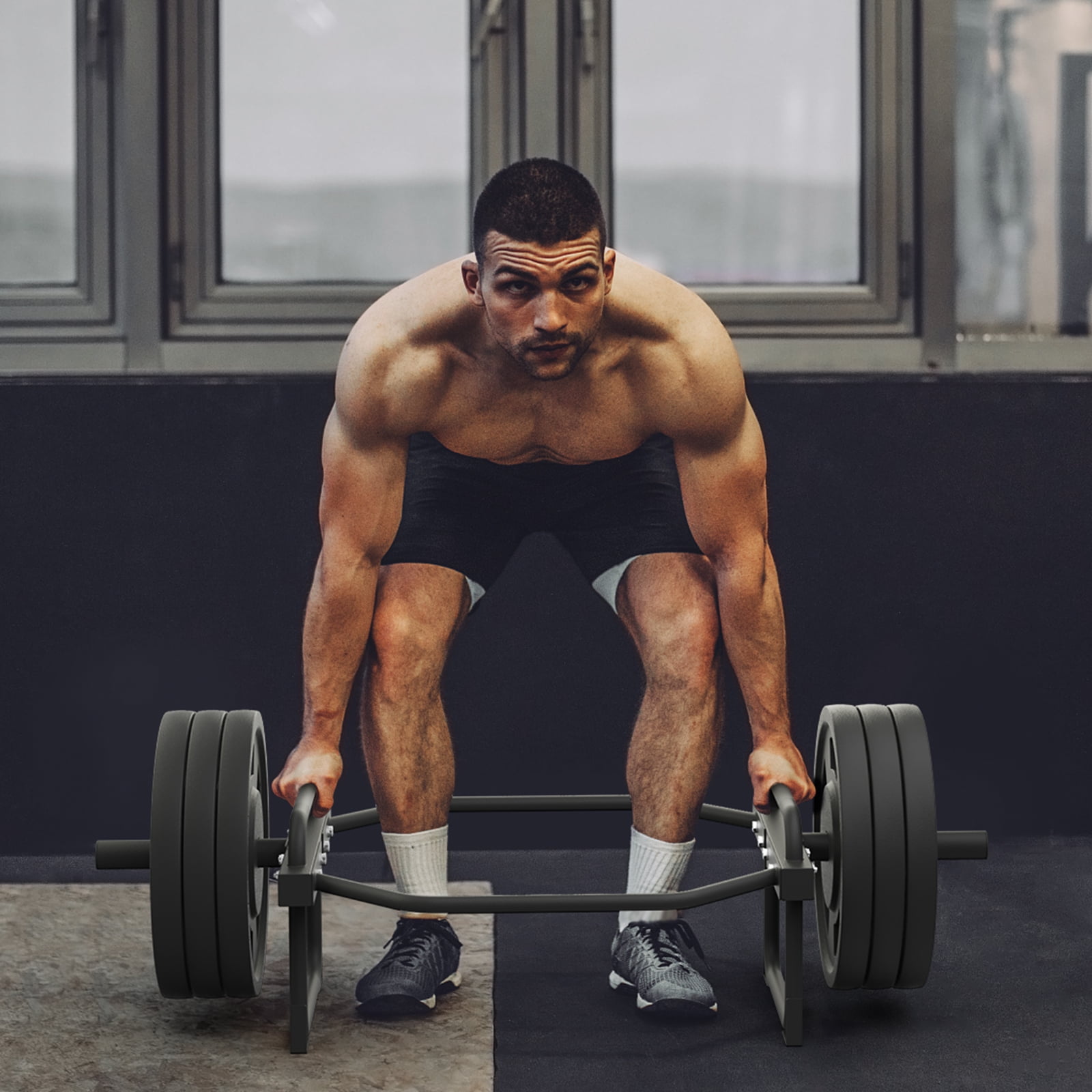 BENTISM Space-Saving Design Hex Trap Bar Steel Black, 19.84 lb