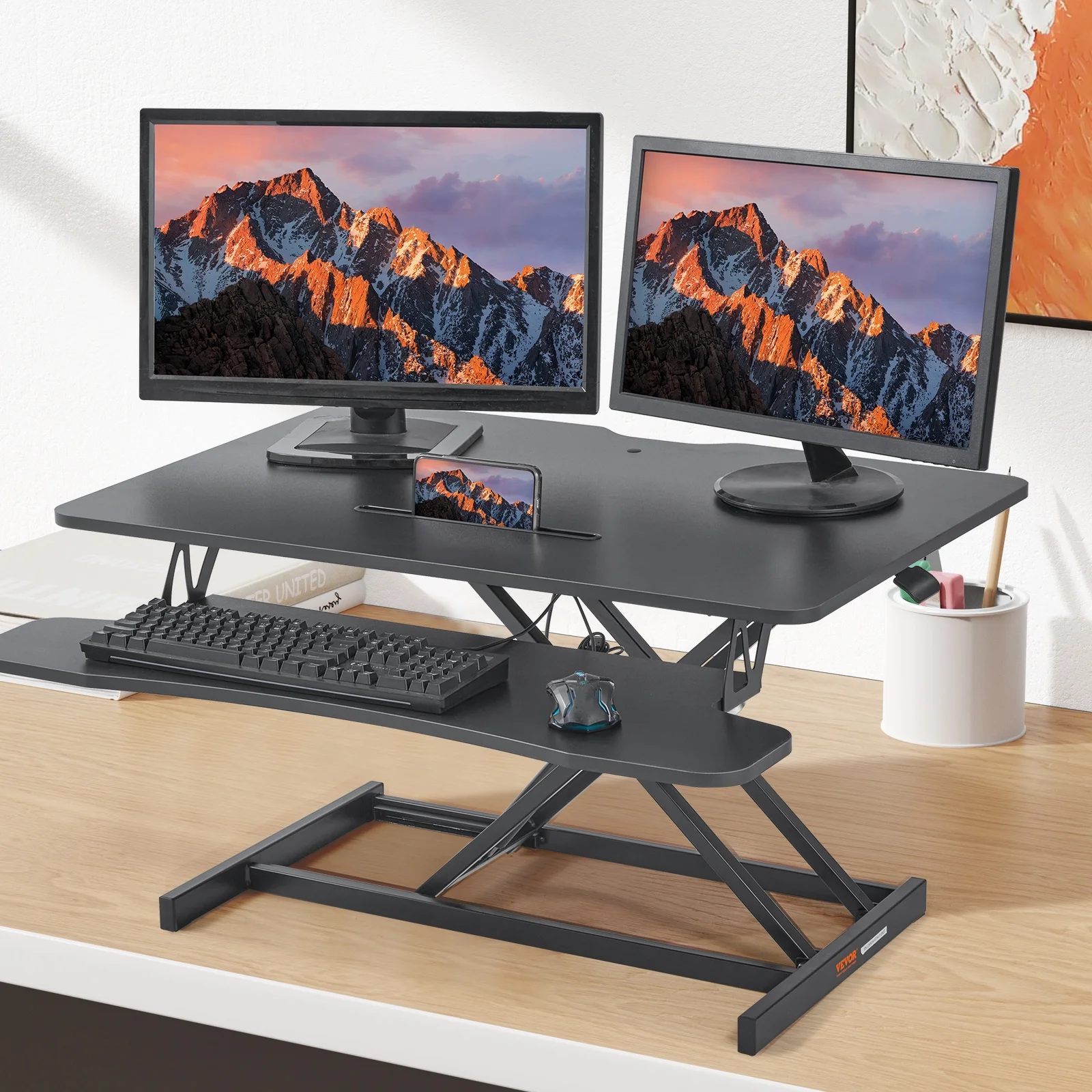 VEVOR Standing Desk Converter 2-Tier Stand up Desk Riser 36" Adjustable Height