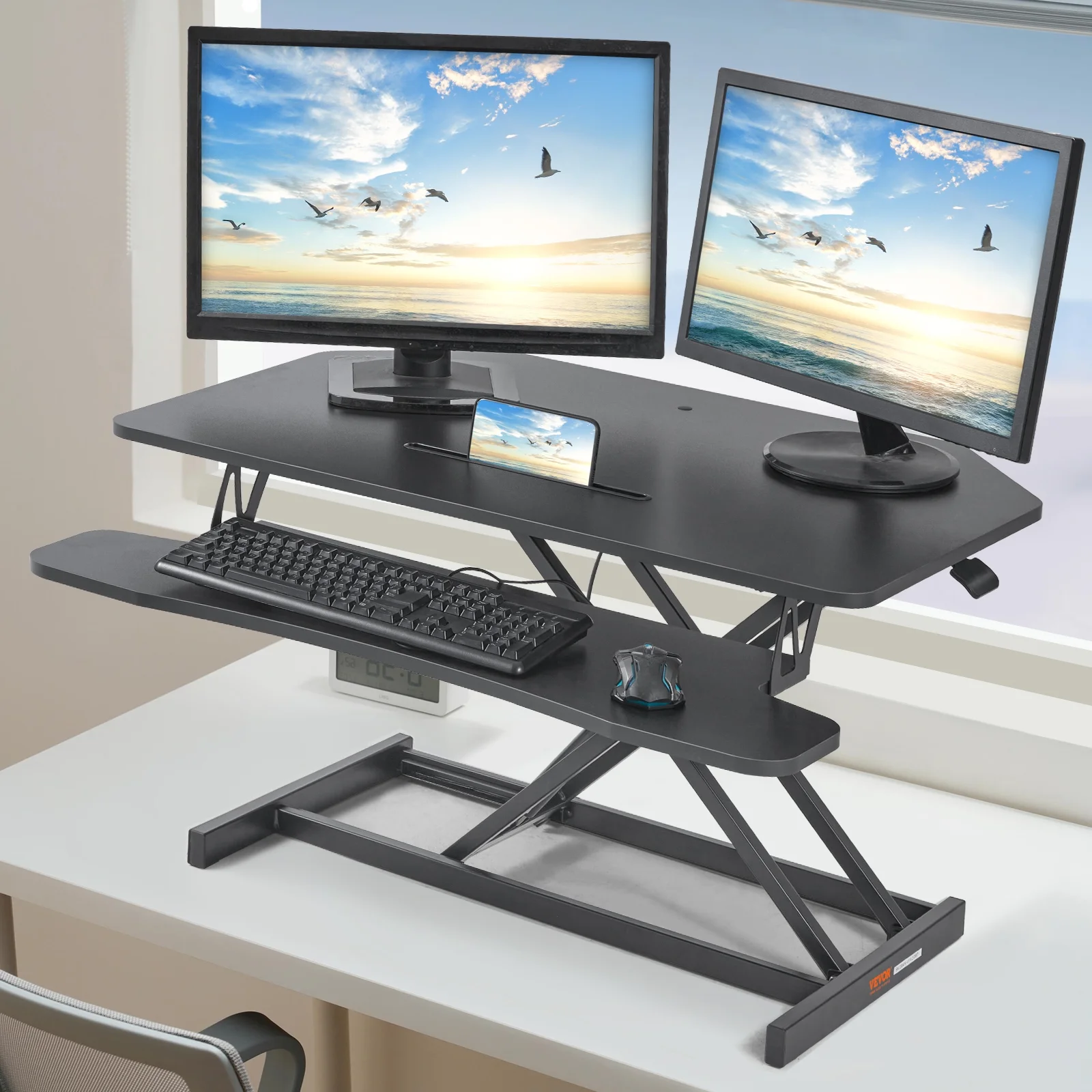 VEVOR Standing Desk Converter 2-Tier Stand up Desk Riser 36" Adjustable Height