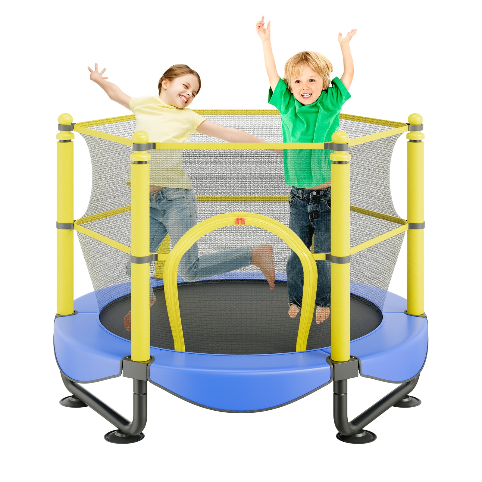BENTISM Trampoline for Kid's with Enclosure Net and Balls, Blue, 46.46" x 60.00" x 60.00"