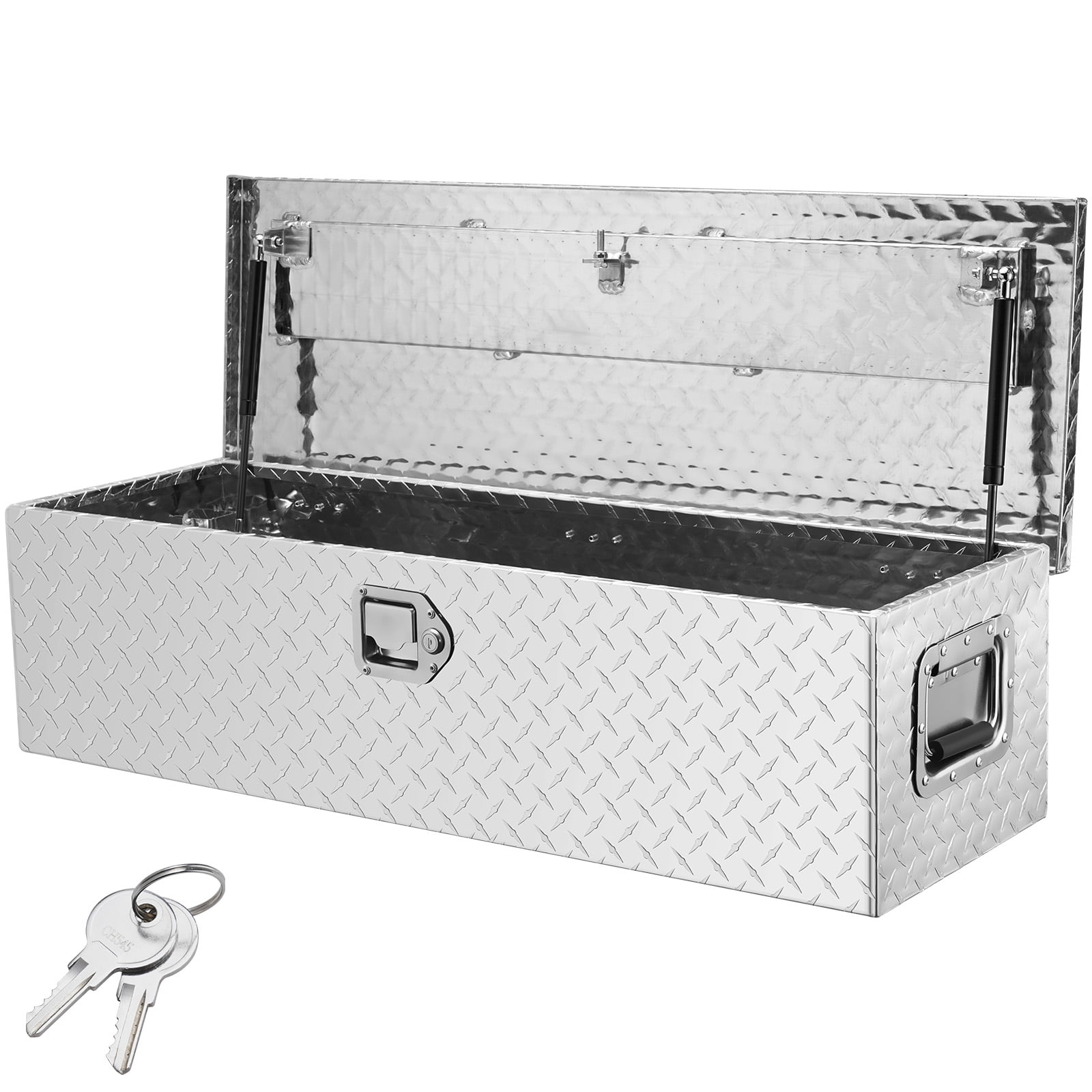 VEVOR Truck Tool Box 39"x13"x10" Heavy Duty Aluminum Bar Tread Tool Box for Pick Up Truck Bed