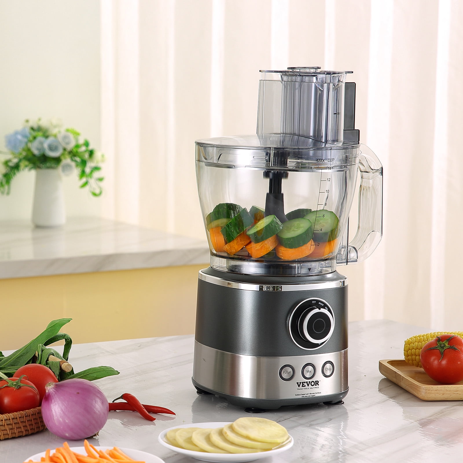 BENTISM 14 Cup Food Processor, Silver