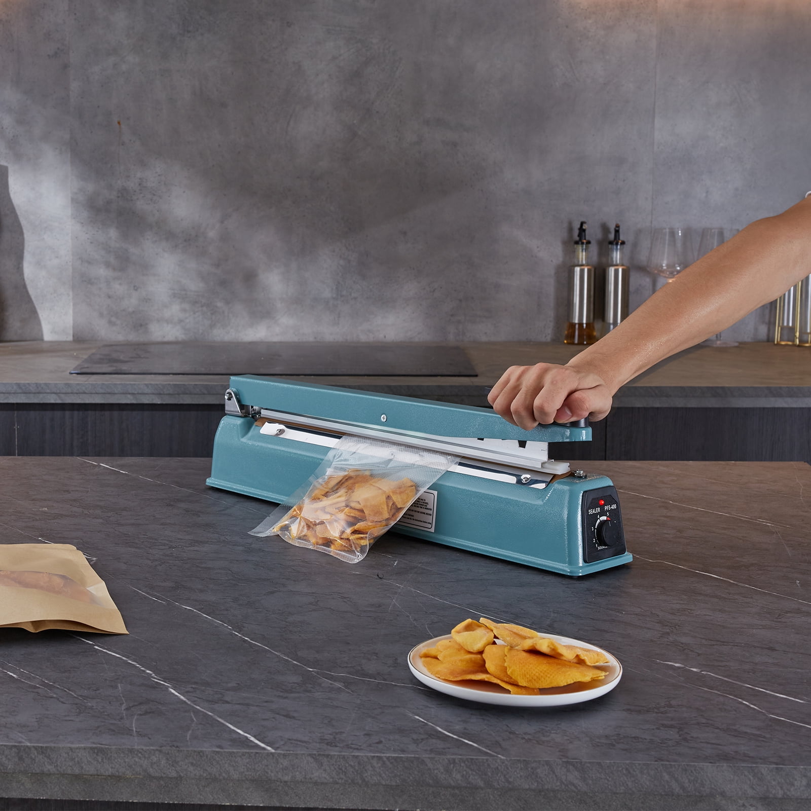 VEVOR 16" Iron Hand Impulse Heat Sealer Machine Poly Bag Sealing for Plastic Bag