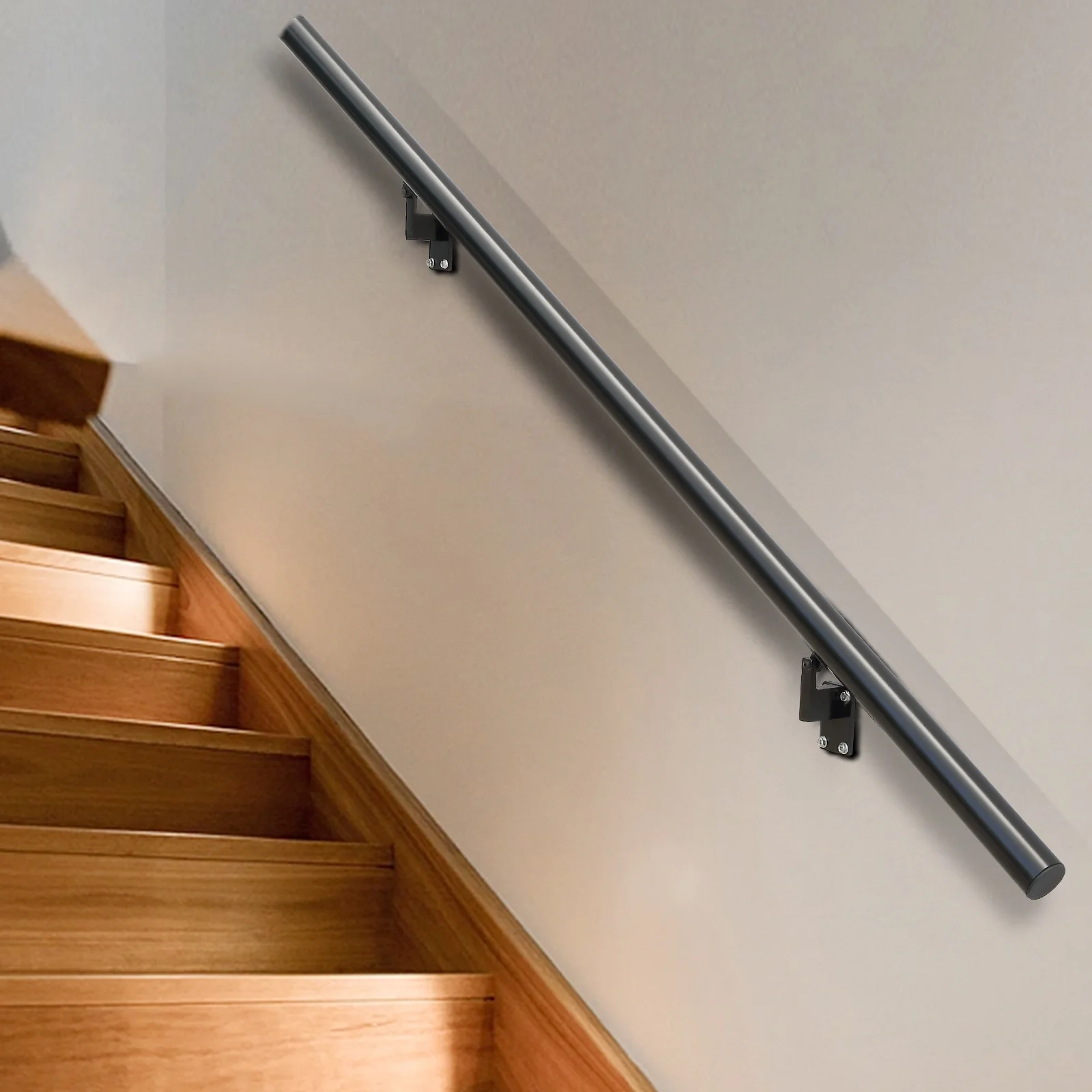VEVOR 5 ft Wall-Mount Handrail Stair Railing Aluminum Alloy w/ Installation Kit