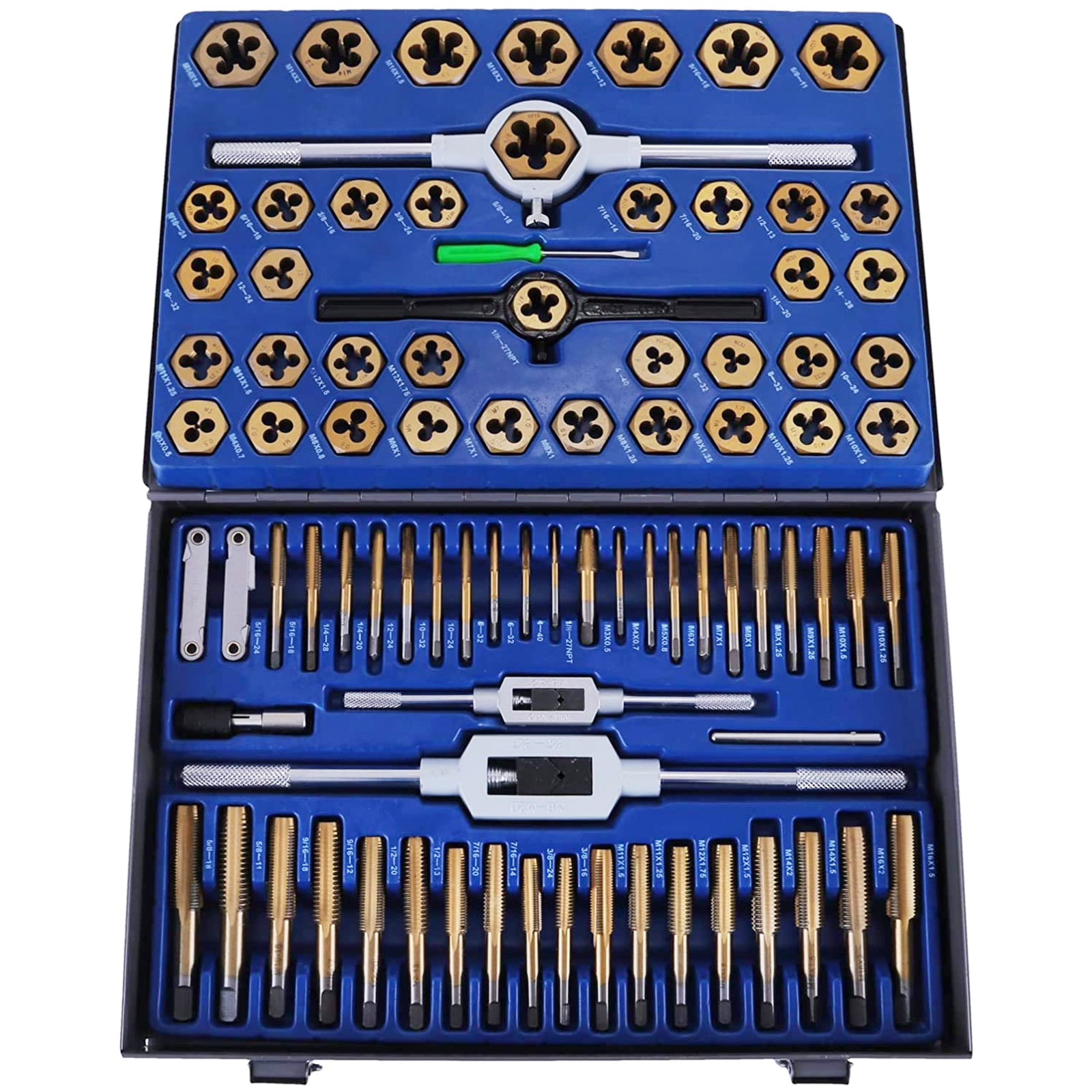 BENTISM 86 PCS Tap and Die Set Combination Metric Tap and Die Sae Tap and Die Set Tungsten Steel Titanium SAE and Metric Tool