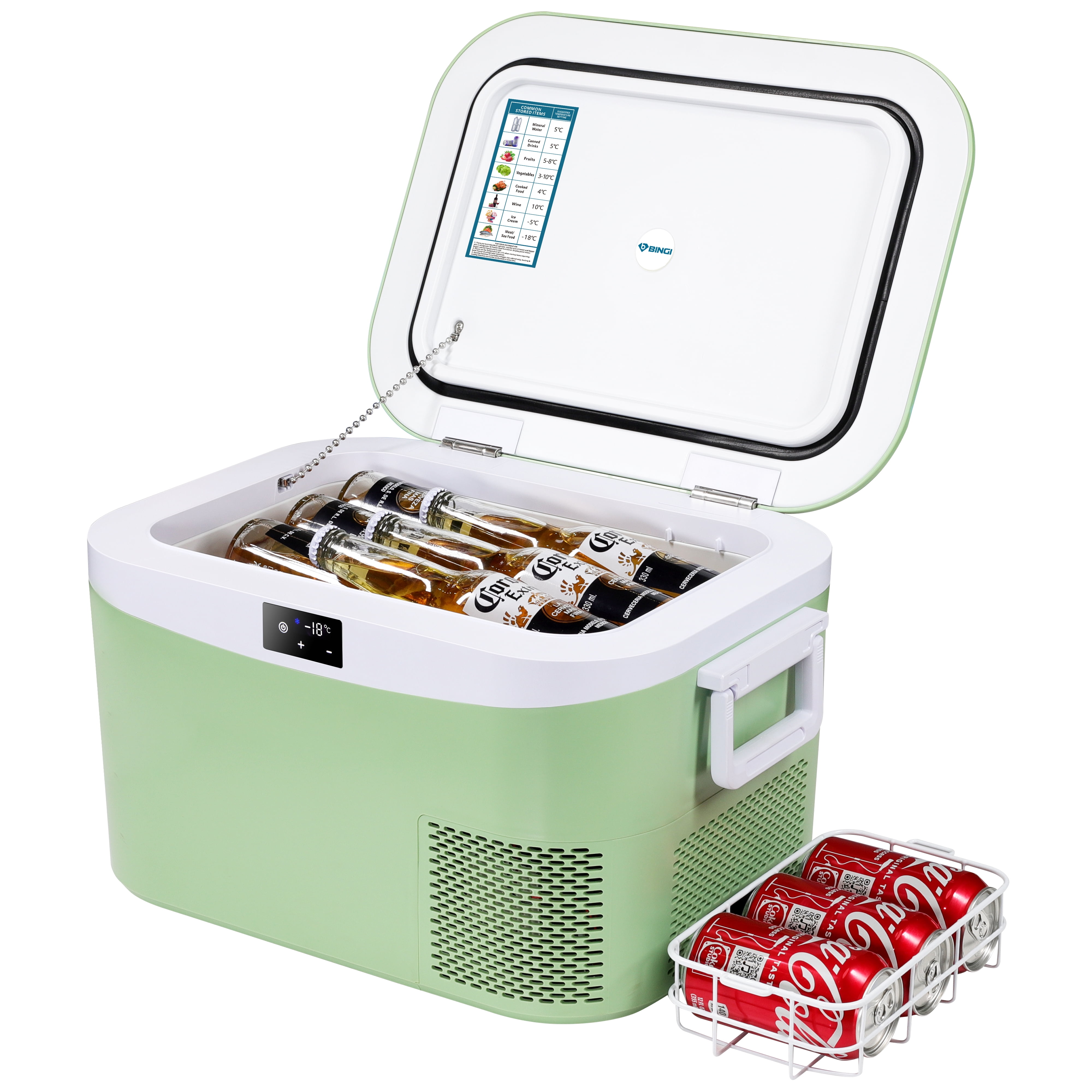 BINGI Portable Car Refrigerator 13.5 Quart,12 Volt Fridge Car Freezer 12V/24V DC 110～240 Volt AC for Camping Truck RV Travel Boat and Home Use -18℃~+15℃
