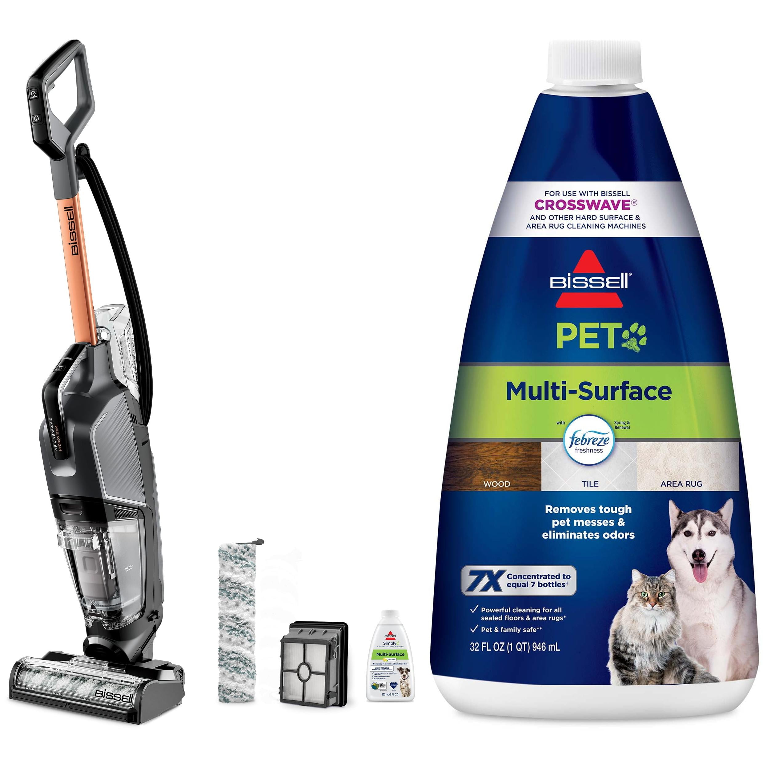BISSELL® CrossWave® HydroSteam™ Wet Dry Vacuum 3513 & BISSELL 2295 Pet Carpet Stain Remover, 32 Fluid Ounce