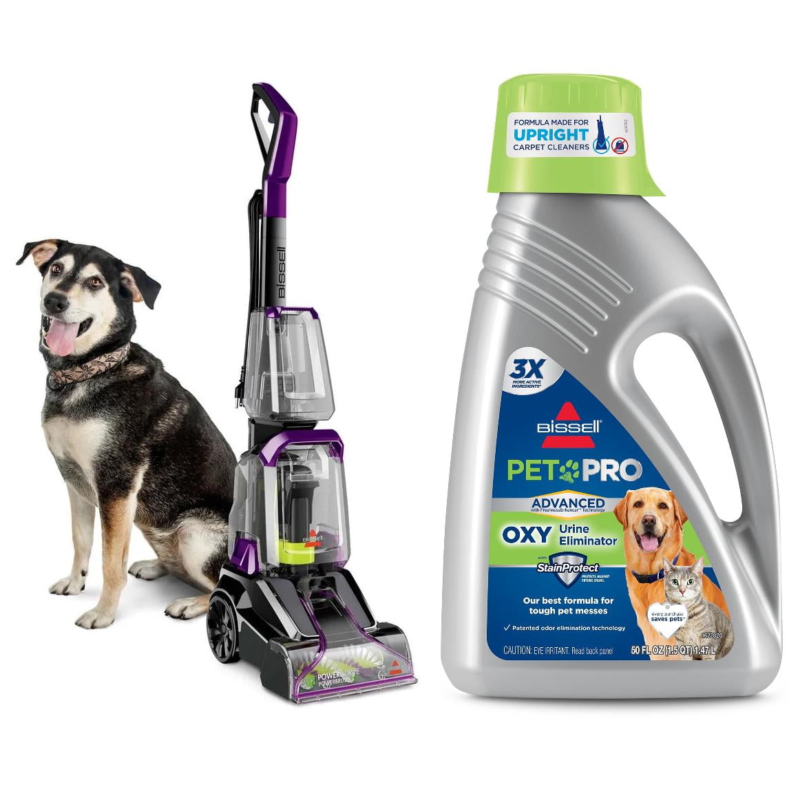 BISSELL Powerforce Powerbrush Pet Lightweight Carpet Washer, 2910 & BISSELL Pet Urine Stain & Odor Remover, Unscented, 50 Fluid Ounce 1992