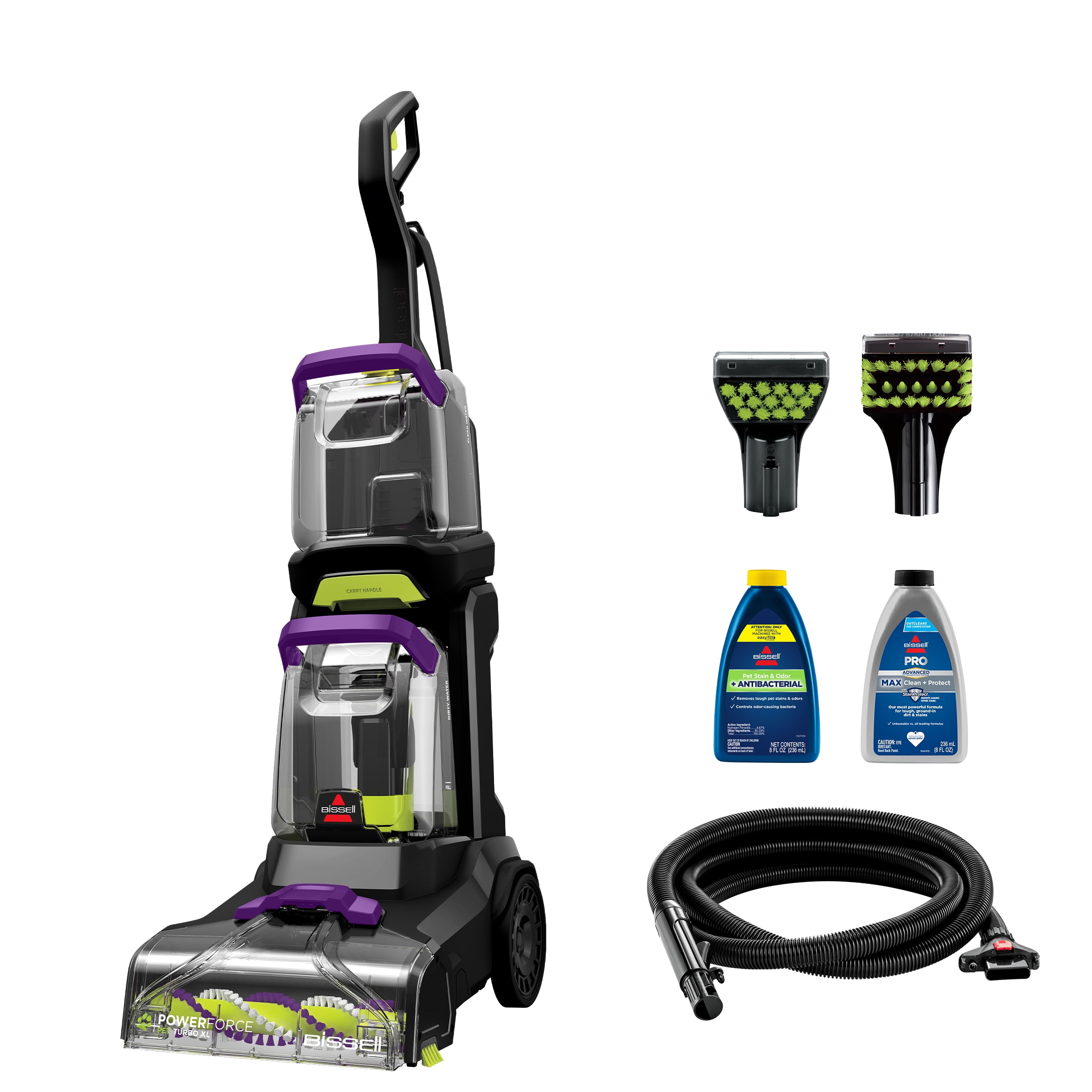 BISSELL PowerForce Pet Turbo XL Upright Deep Cleaner, for Carpet and Upholstery, Drys in 45 minutes, Trial Formula, 3896, Purple