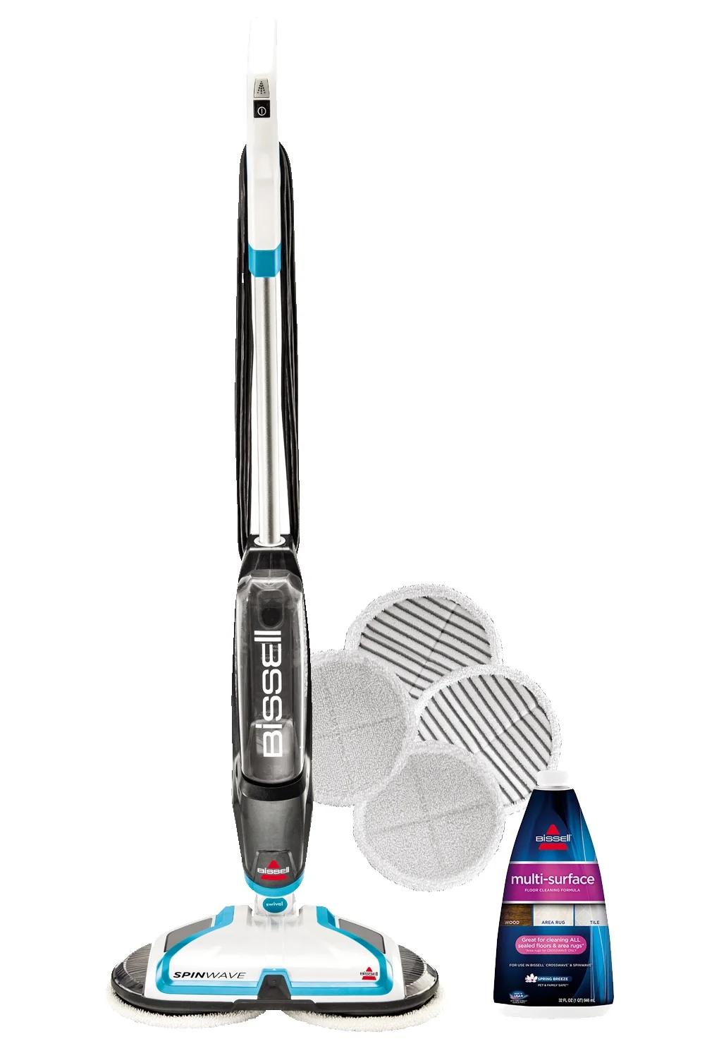 BISSELL Spinwave Hard Floor Powered Mop and Clean and Polish, 2039W & Bissell Multi-Surface Floor Cleaning Formula, Spring Breeze Scent, 32 oz., 1789