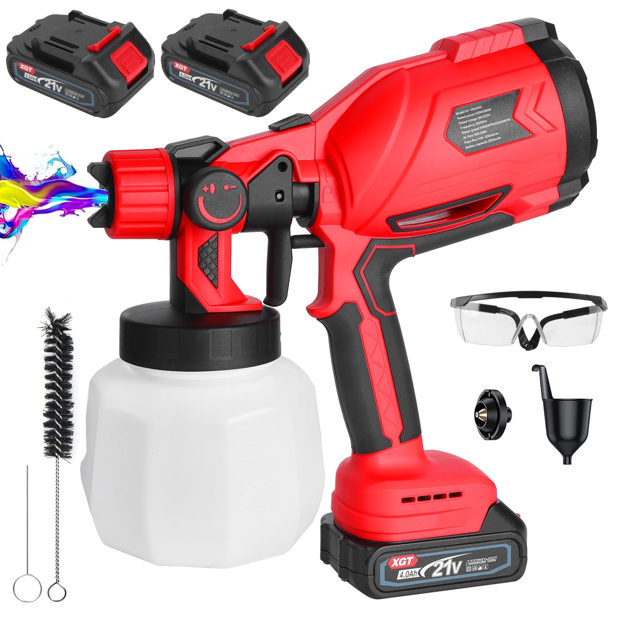BIUBLE 21V Cordless Paint Sprayer with 2 Batteries for Home, Garden & DIY Projects and Artwork