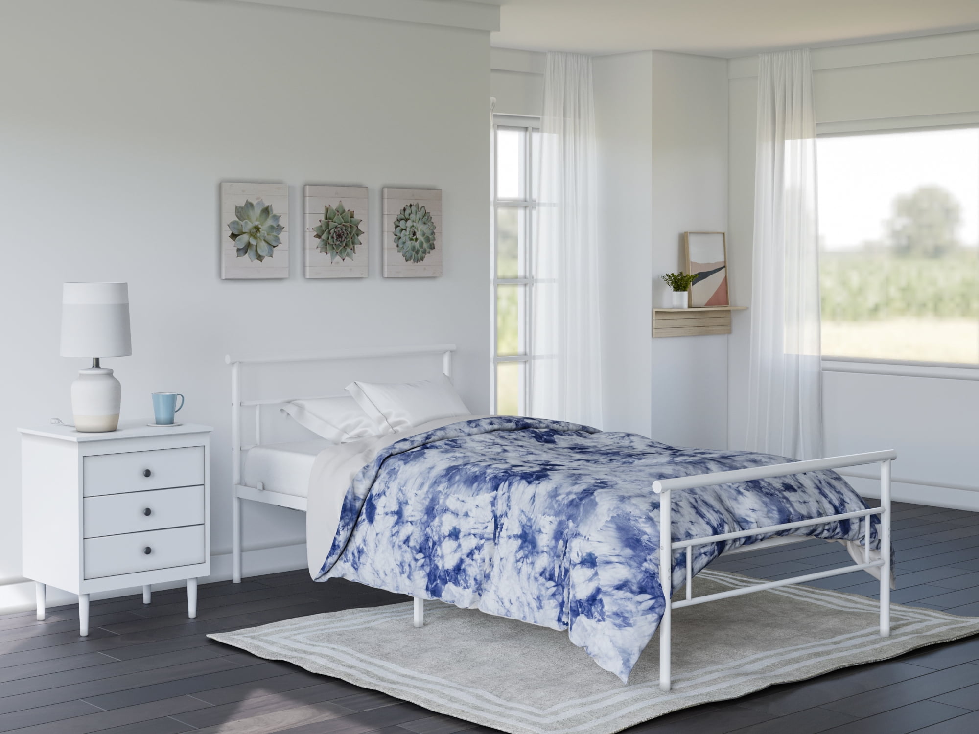 BK Furniture Seattle Classic Metal Bed, Twin, White