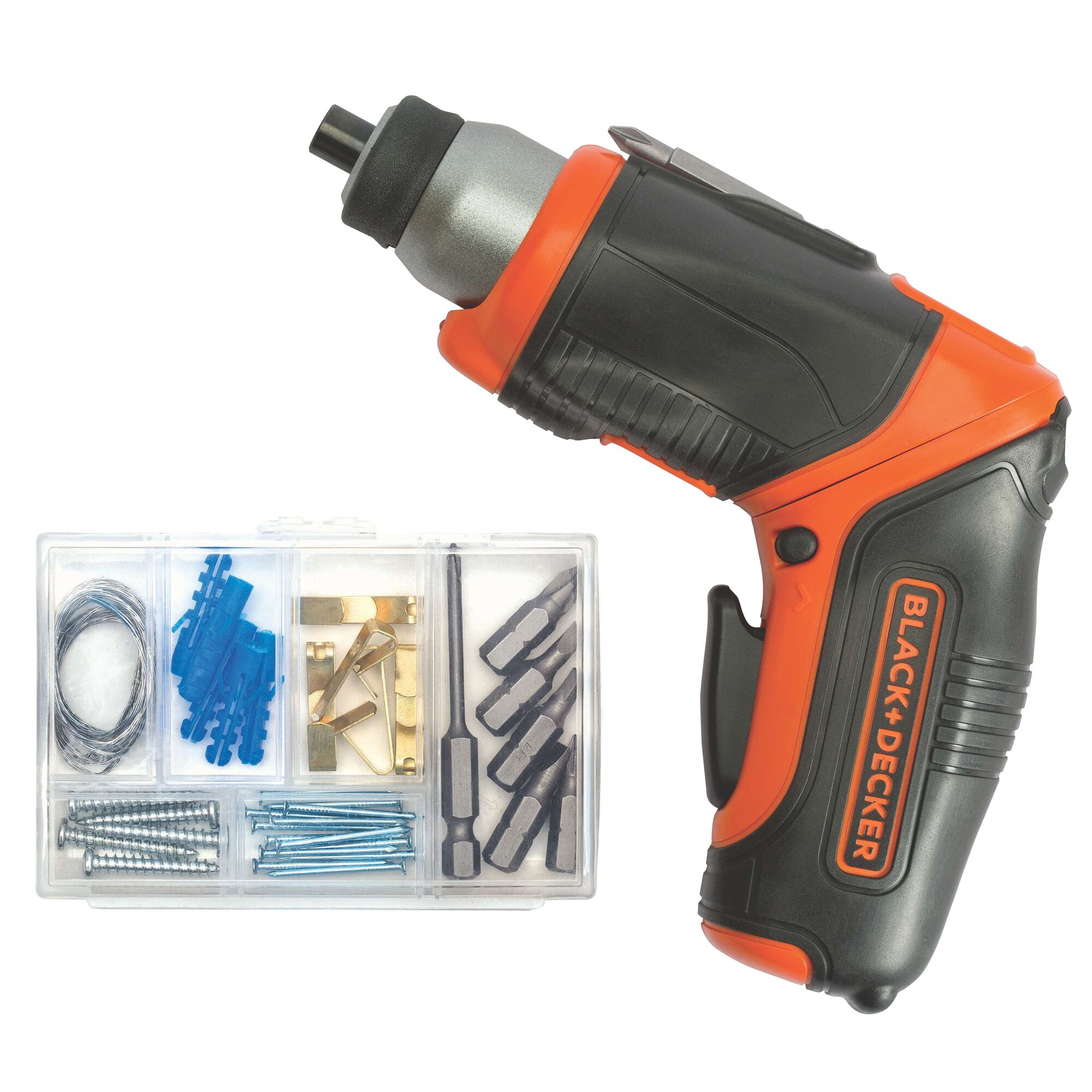BLACK+DECKER 4V Max Cordless Screwdriver With Picture-Hanging Kit, (BDCS40BI)