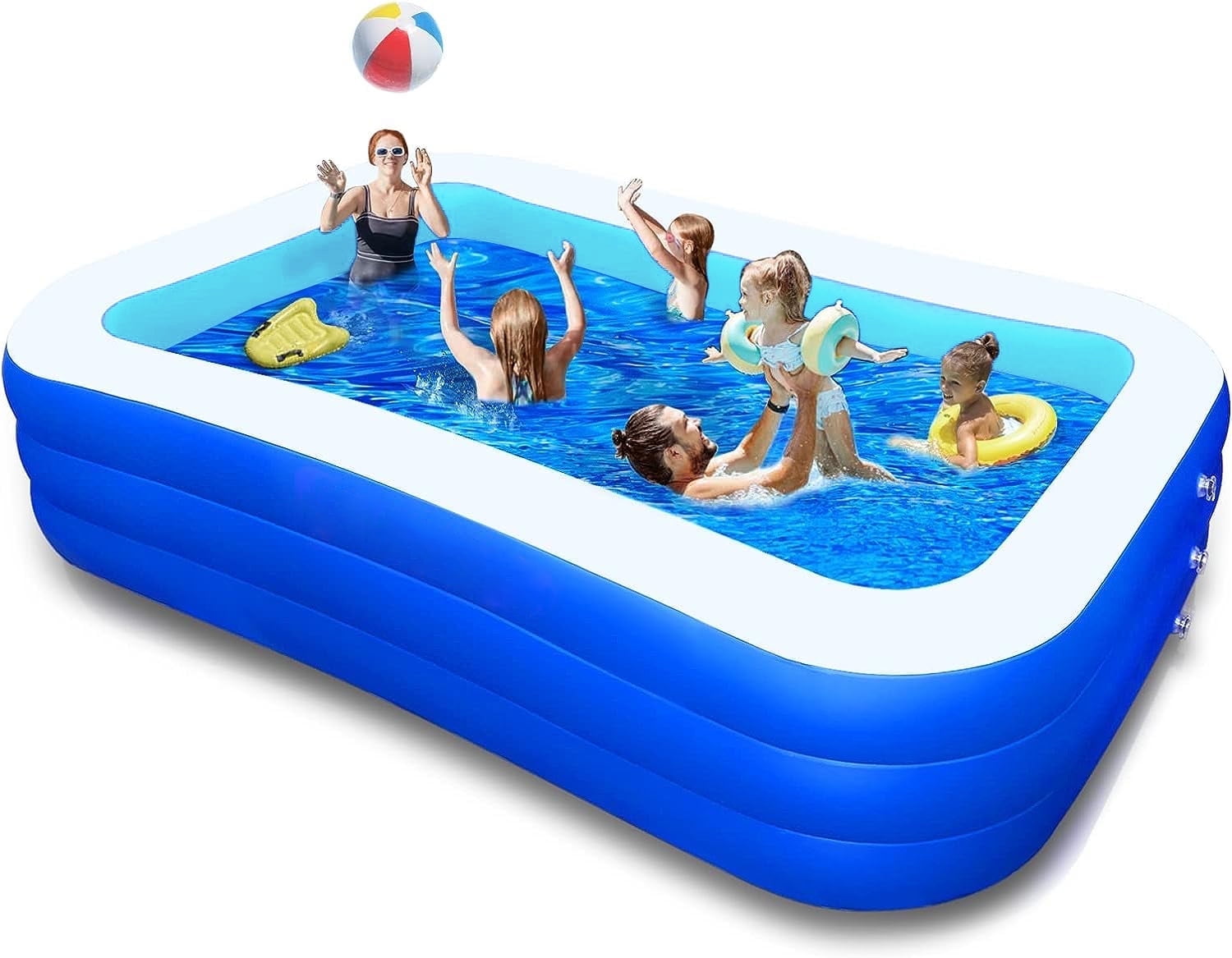 BN-LINK Inflatable Pool for Kids and Adults, 118" X 68" X 22" Oversized Thickened Family Swimming Pool for Toddlers, Outdoor, Garden, Backyard, Summer Water Party