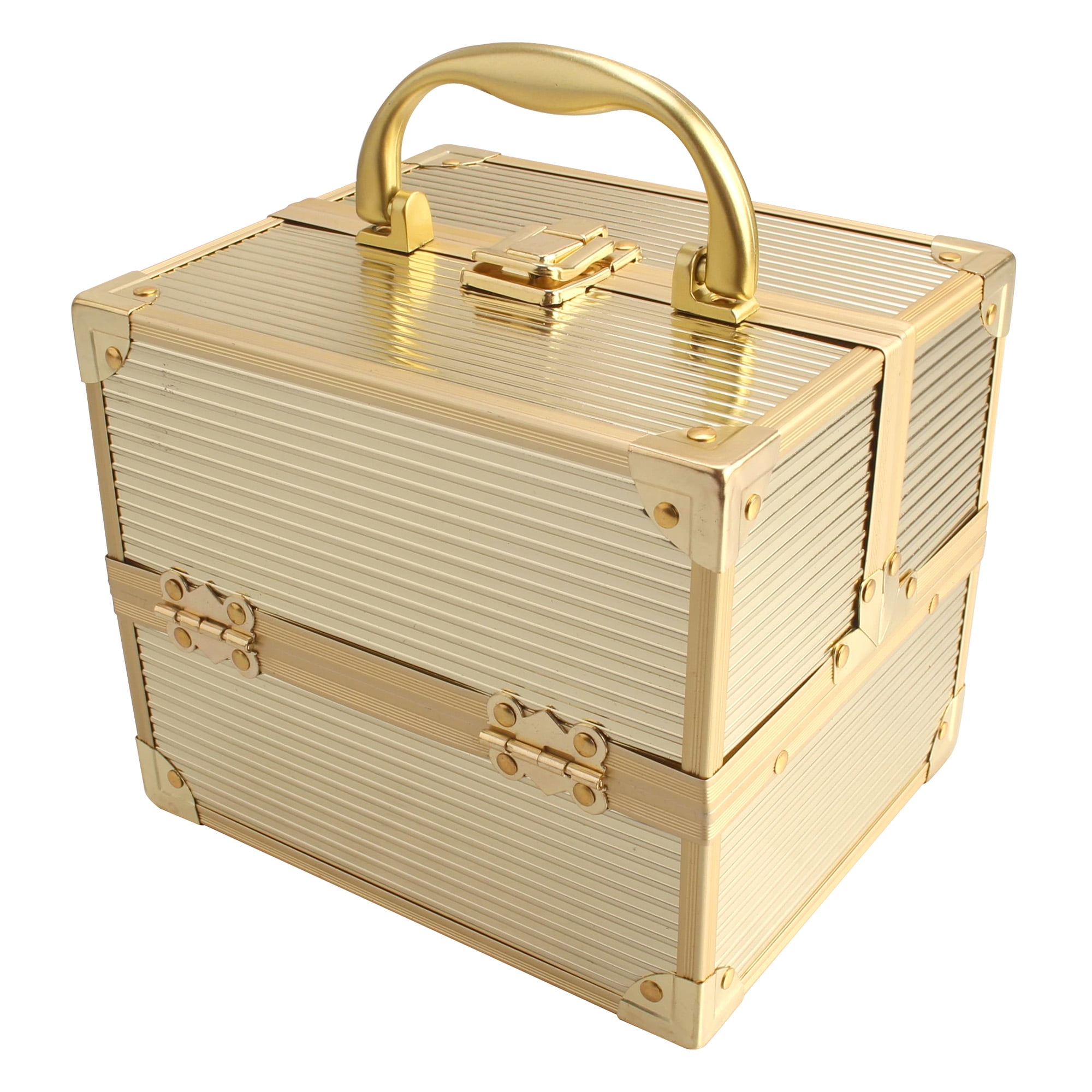 BOLLA Portable Makeup Train Case, Gold Panel