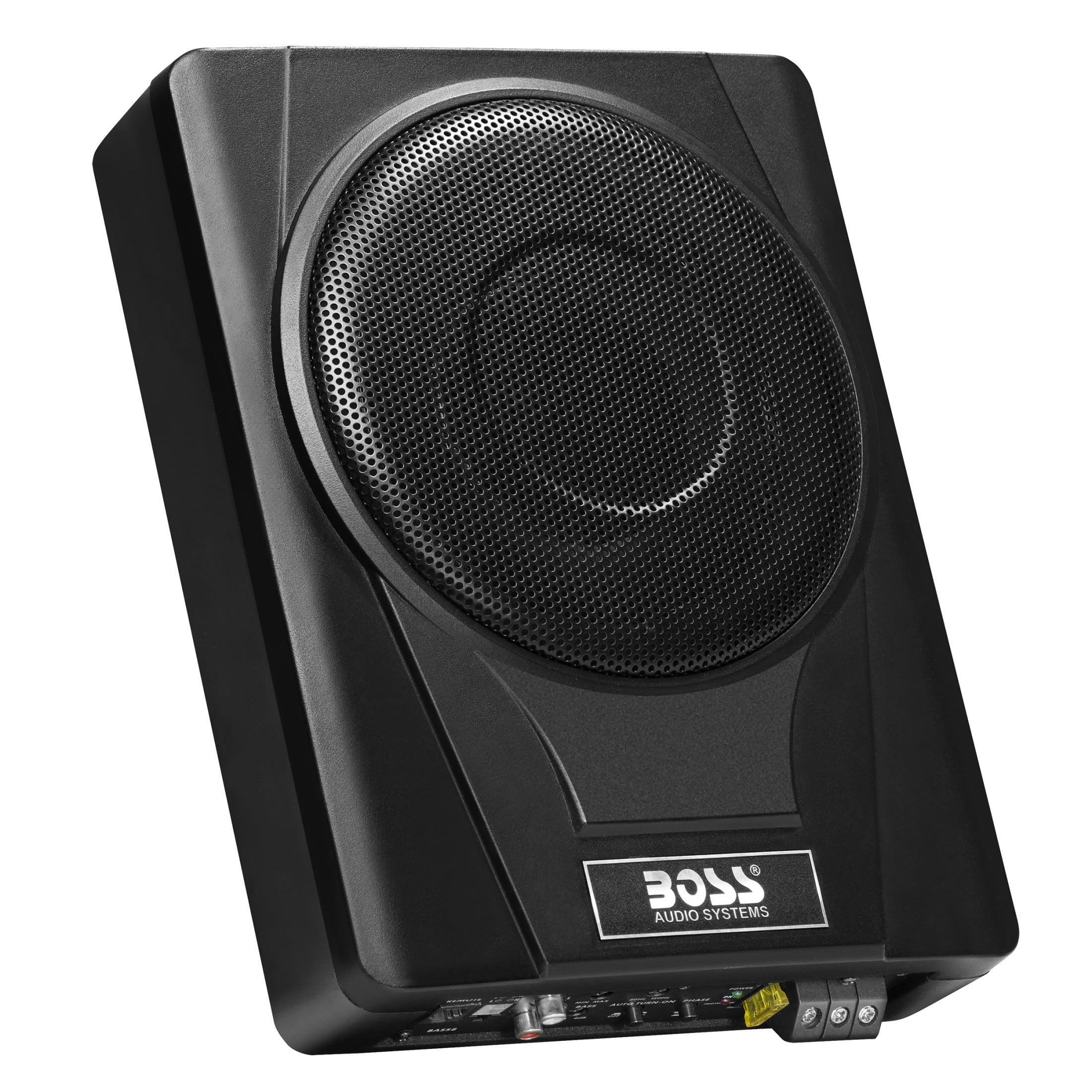 BOSS Audio Systems BASS8 8 inch Powered Under Seat Car Subwoofer – 800 Watts Max, Single 4 Ohm Voice Coil, Built-in Amp, Remote Subwoofer Control, Sold Individually