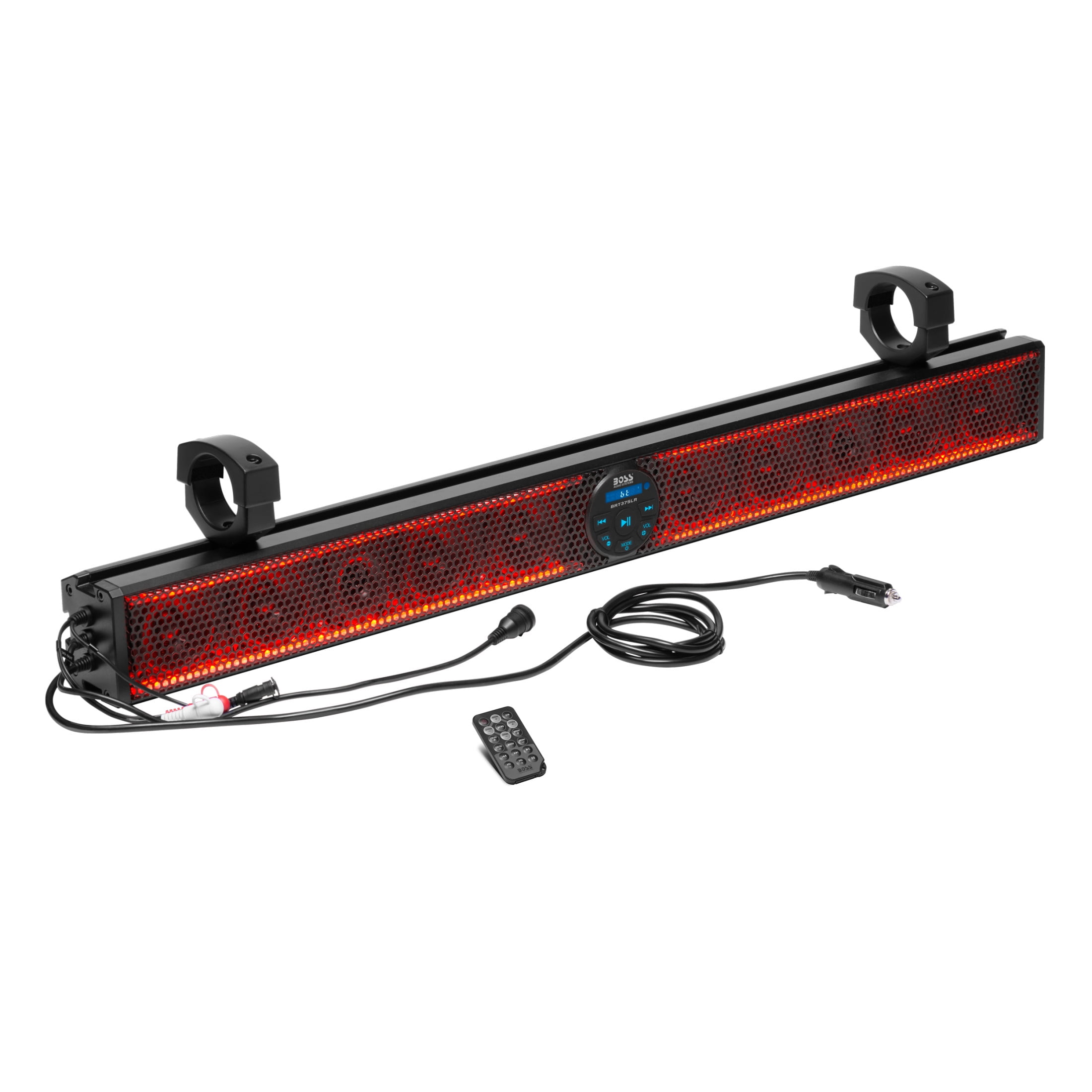 BOSS Audio Systems BRT37SLR ATV UTV Sound Bar - 37 Inches Wide, 3 inch Speakers, 1 inch Tweeters, Full Range, IPX5 Weatherproof, Bluetooth, Built-in Amp, Multicolor Illumination, Golf Cart Compatible