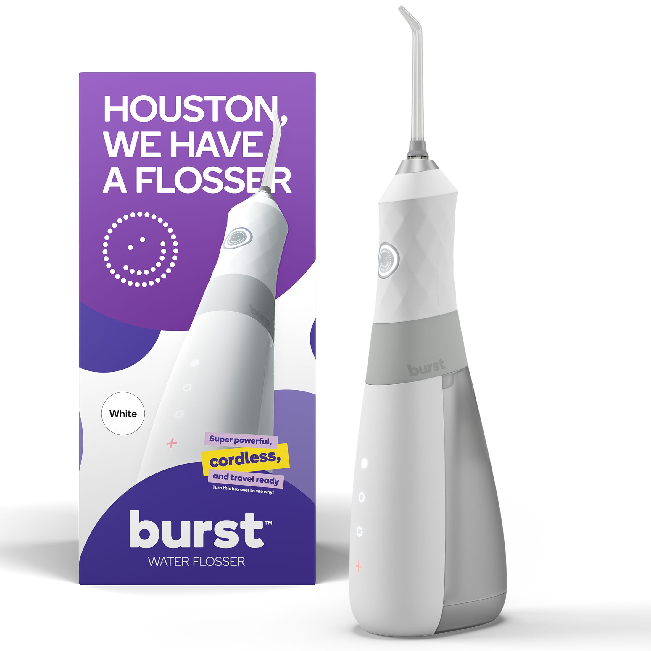 BURST Cordless Water Flosser with Classic Flosser Tip, White