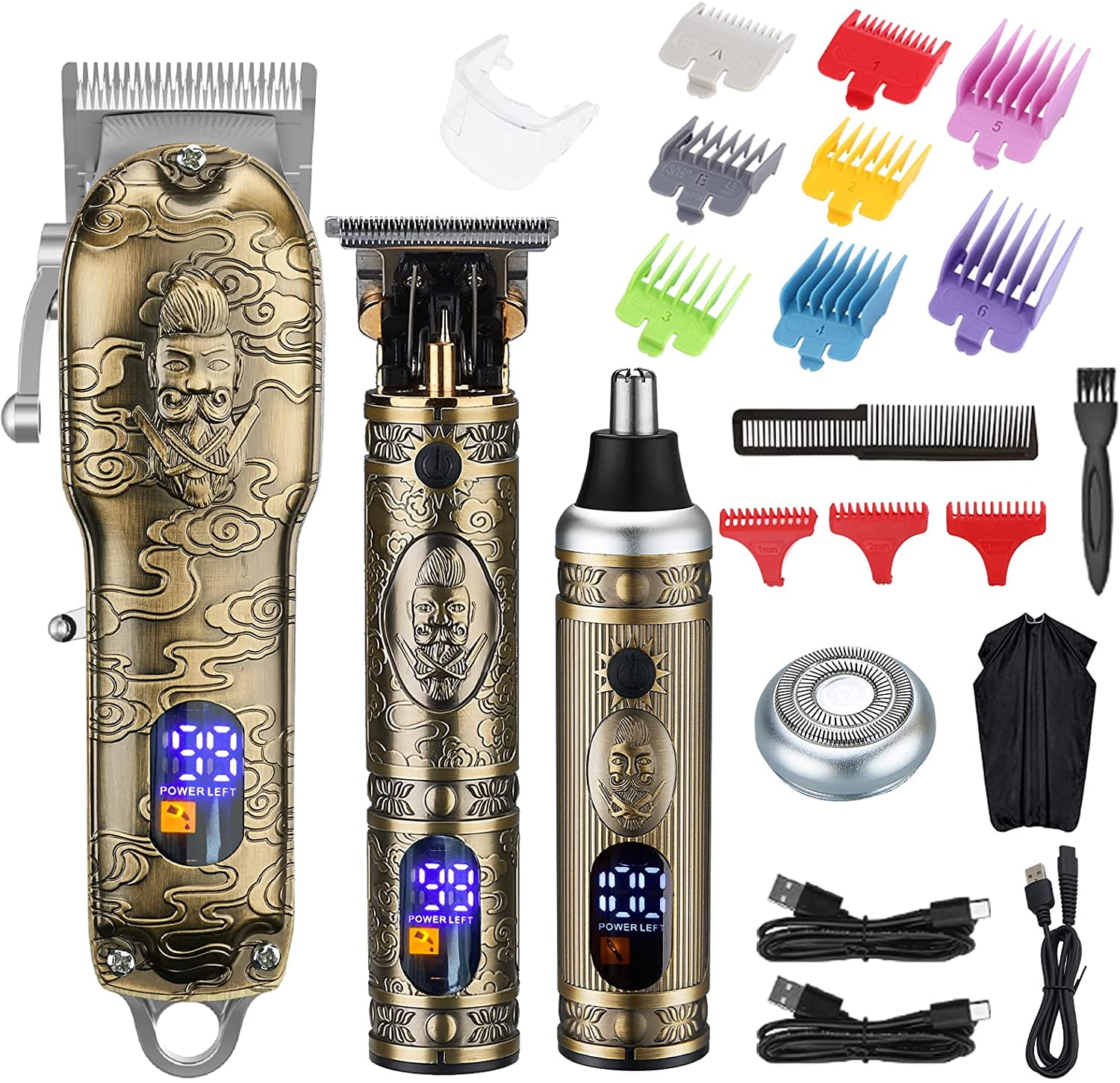 BUZIFU Hair Clippers Cordless Hair Clippers and Beard Nose Trimmer Set Wireless Clippers for Men Hair Cutting