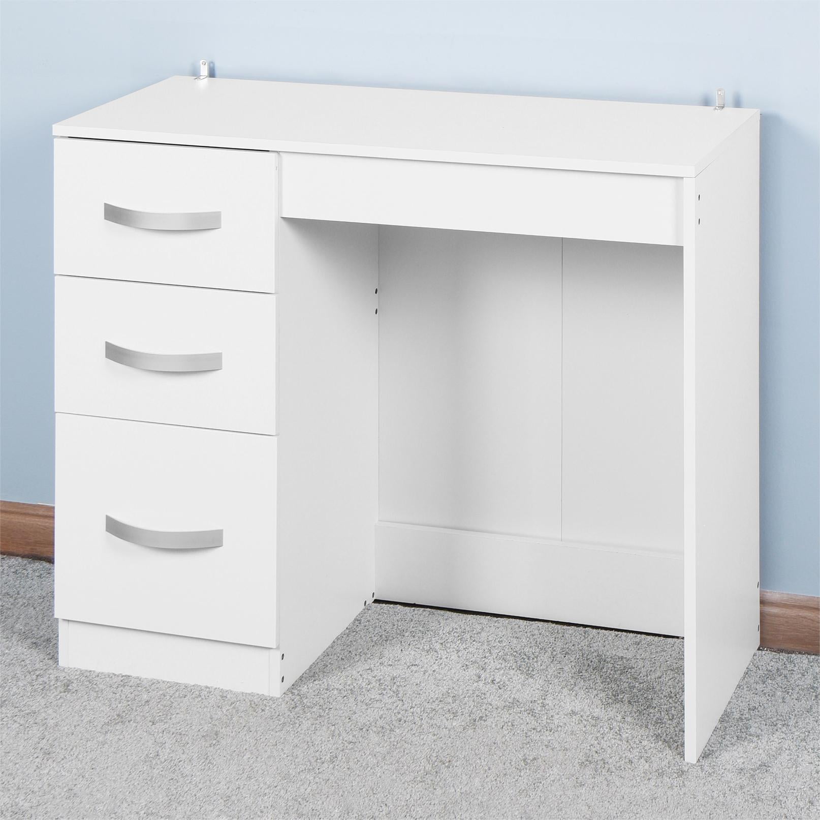White Writing Desk with 3 Drawers,Wooden Vanity Table,Computer Desk,Home Office Desk Study Desk for Small Spaces
