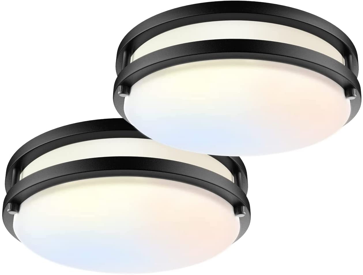 Bilrect Flush Mount Ceiling Light 10 inch Dimmable Black 24W 3000K/4000K/5000K 2 Pack