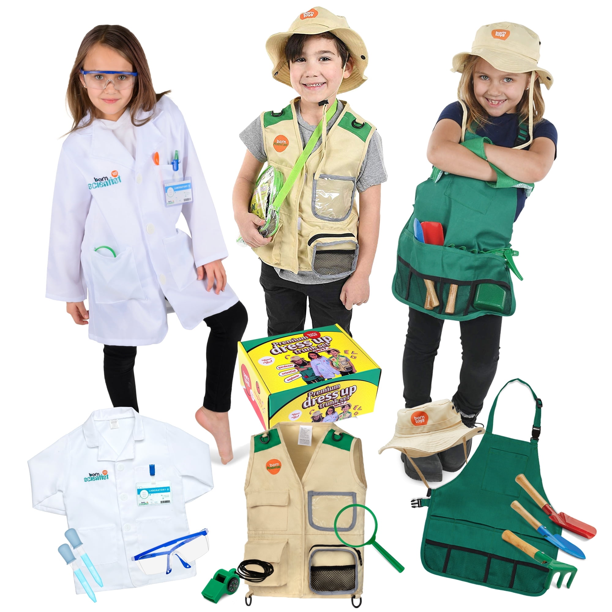 Born Toys Kids Gardening Playset - Scientist Explorer Trunk with Toy Gardening Tools, 1 Pack