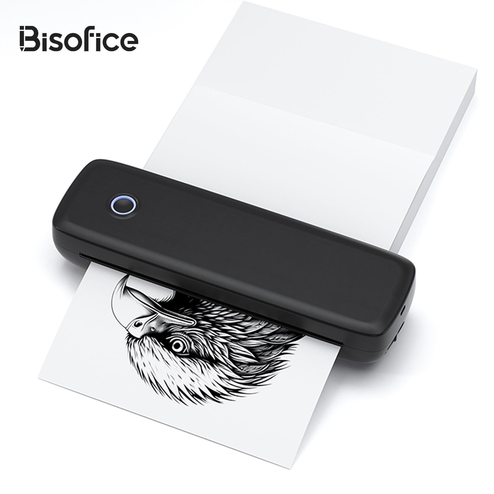 Bisofice Portable Printers Wireless for Travel, Bluetooth Thermal Printer Compatible with iOS, Android, Laptop, Inkless Mobile Printer for Office, Home, School