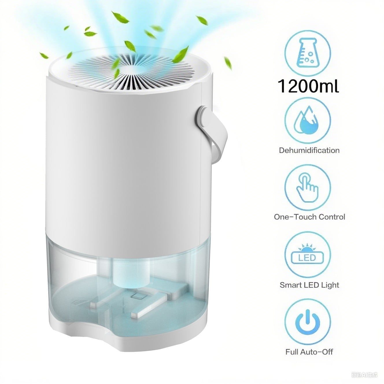 Bitiwend 1200ml Portable Dehumidifier, Auto Defrost, Ultra Quiet for Home Large Room Bathroom Garage,Auto Power Off,LED Indicator,clearance sales,White