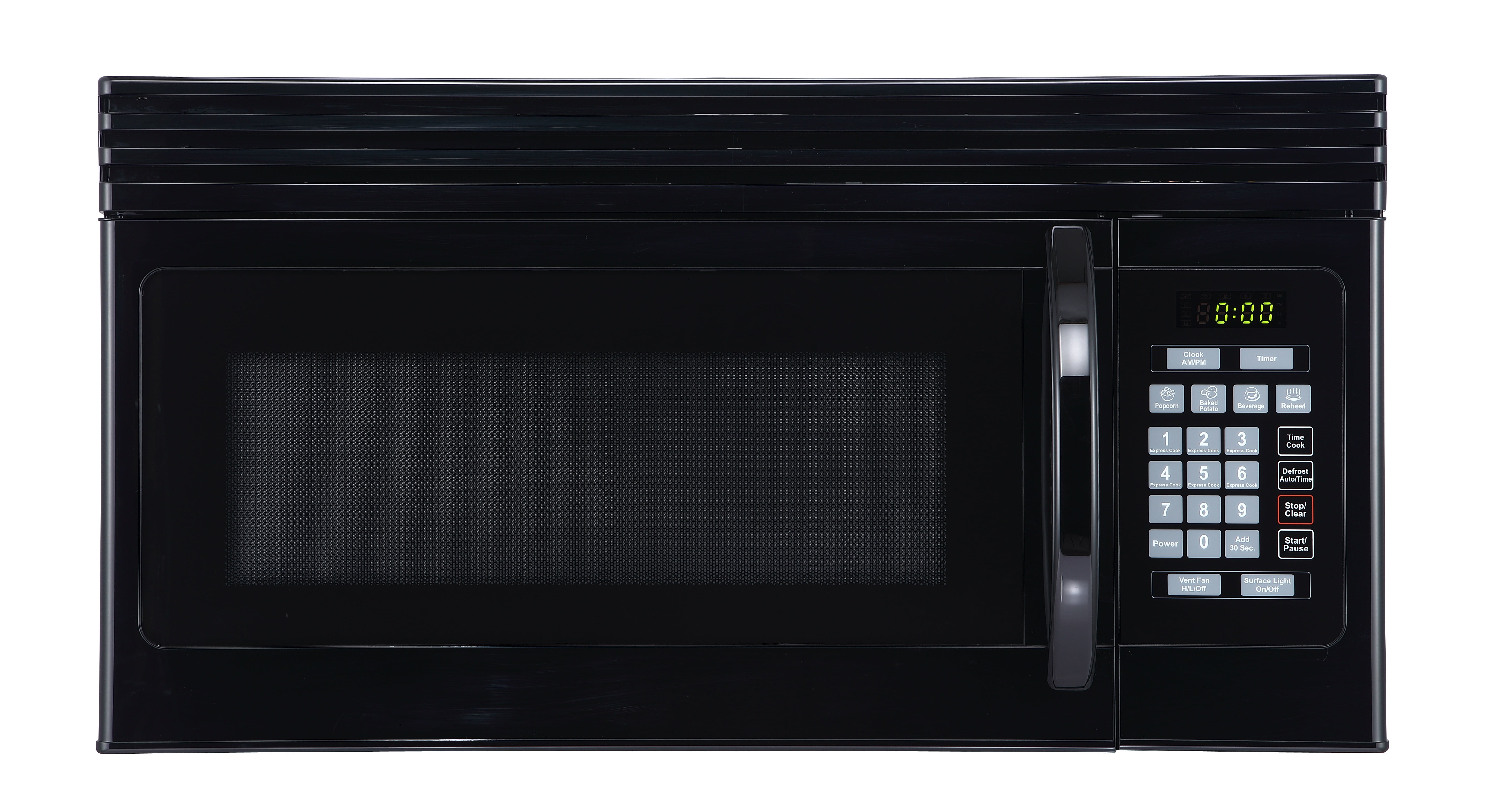 Black+Decker EM044KJN 1.6-Cu. Ft. Over-the-Range Microwave with Top Mount Air Recirculation Vent, Black