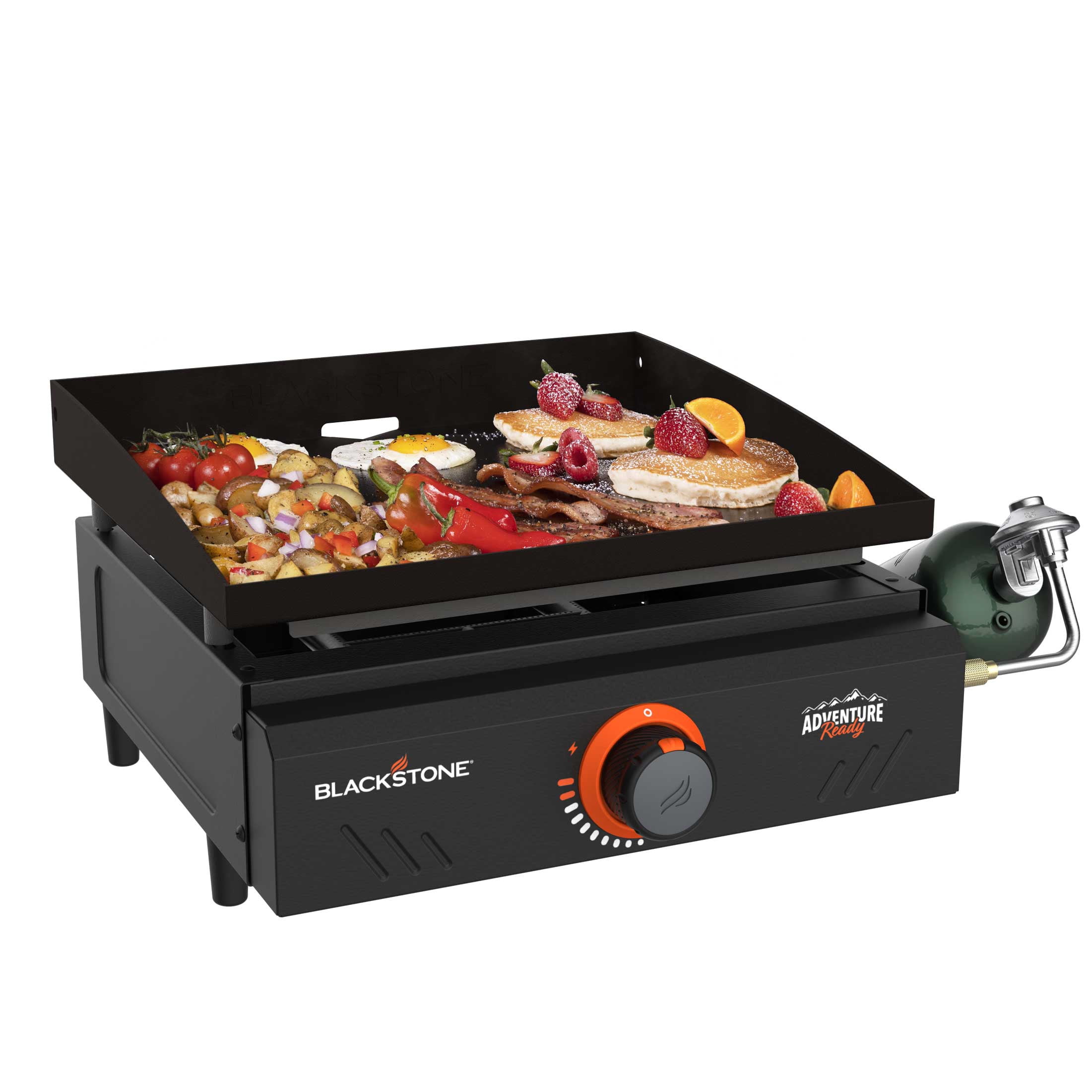 Blackstone Adventure Ready Outdoor Griddle, Single Burner 17” Flat Top Grill with Non Slip Feet, Black