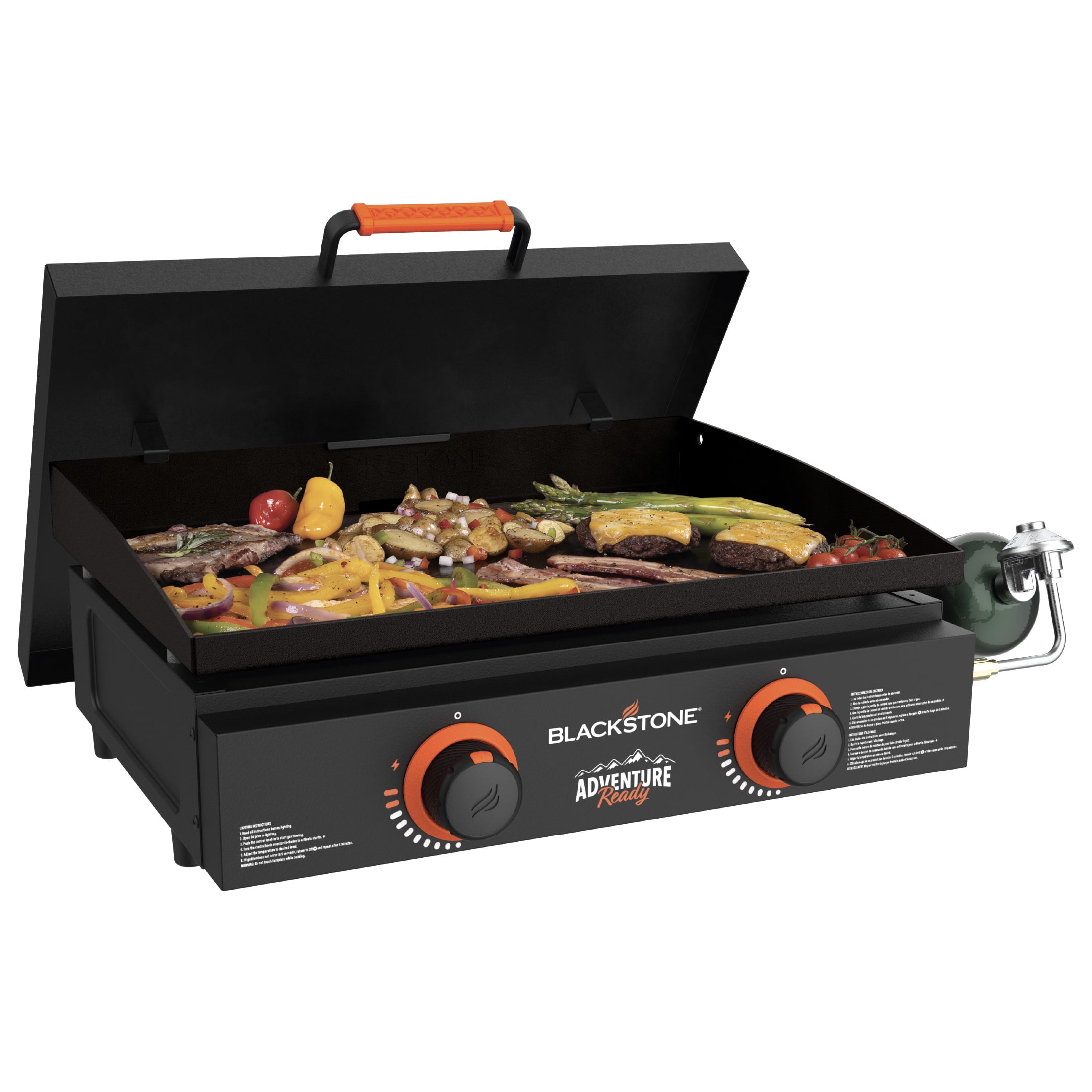 Blackstone Adventure Ready Outdoor Griddle, 2-Burner 22" Propane Flat Top Grill with Cover, Black