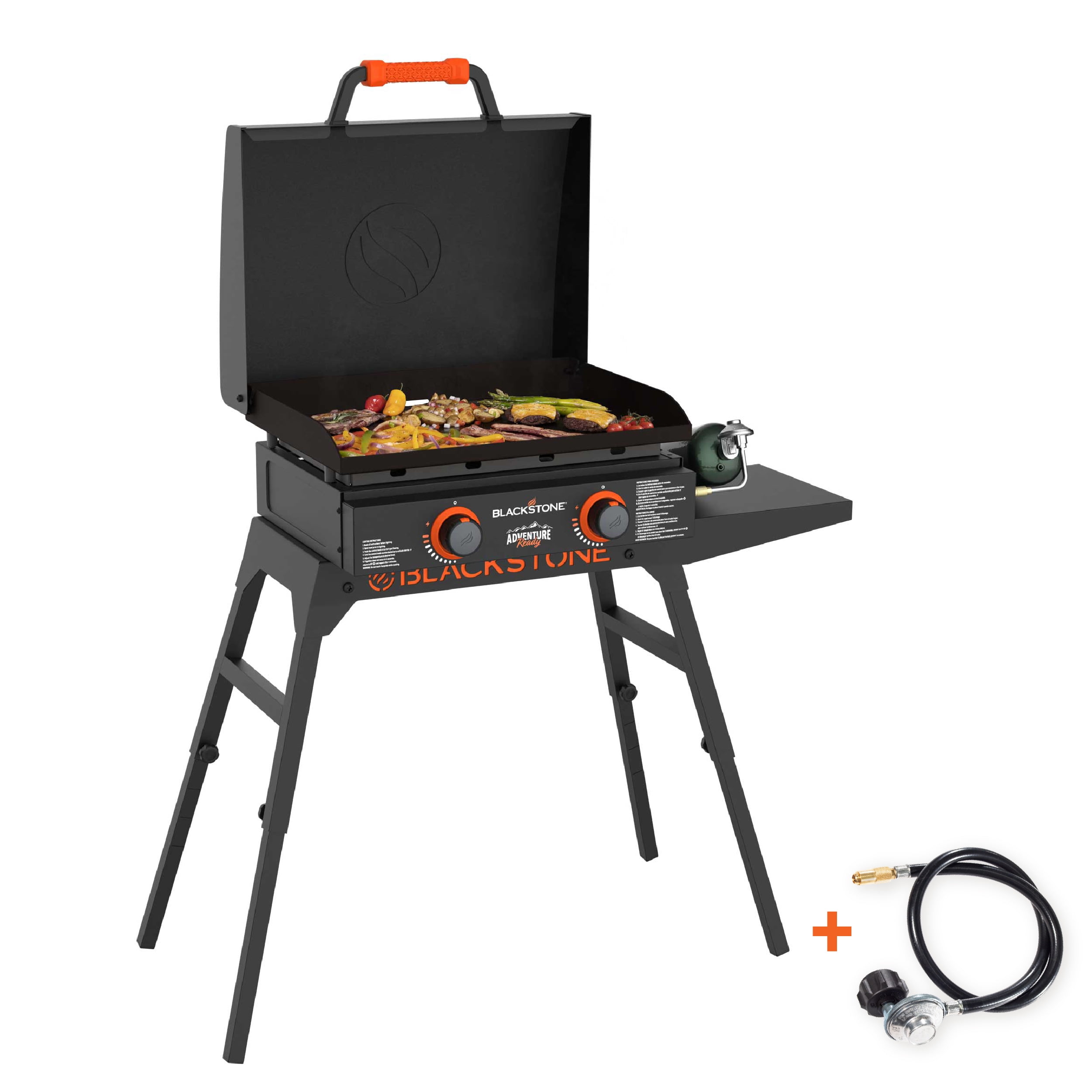 Blackstone Adventure Ready Outdoor Griddle, 2-Burner 22" Propane Flat Top Grill with Stand, Black