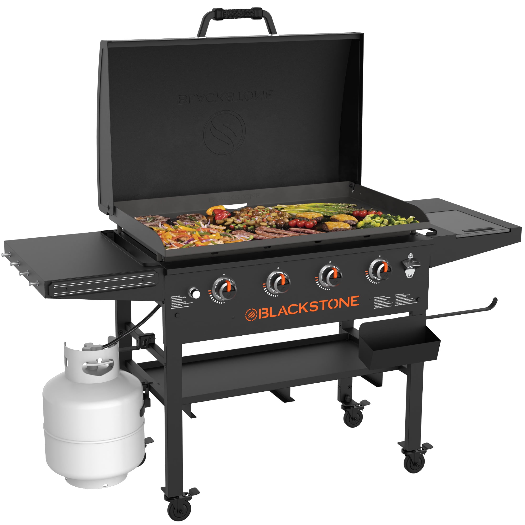 Blackstone Original 4-Burner 36” Propane Griddle with Hood and Omnivore Griddle Plate