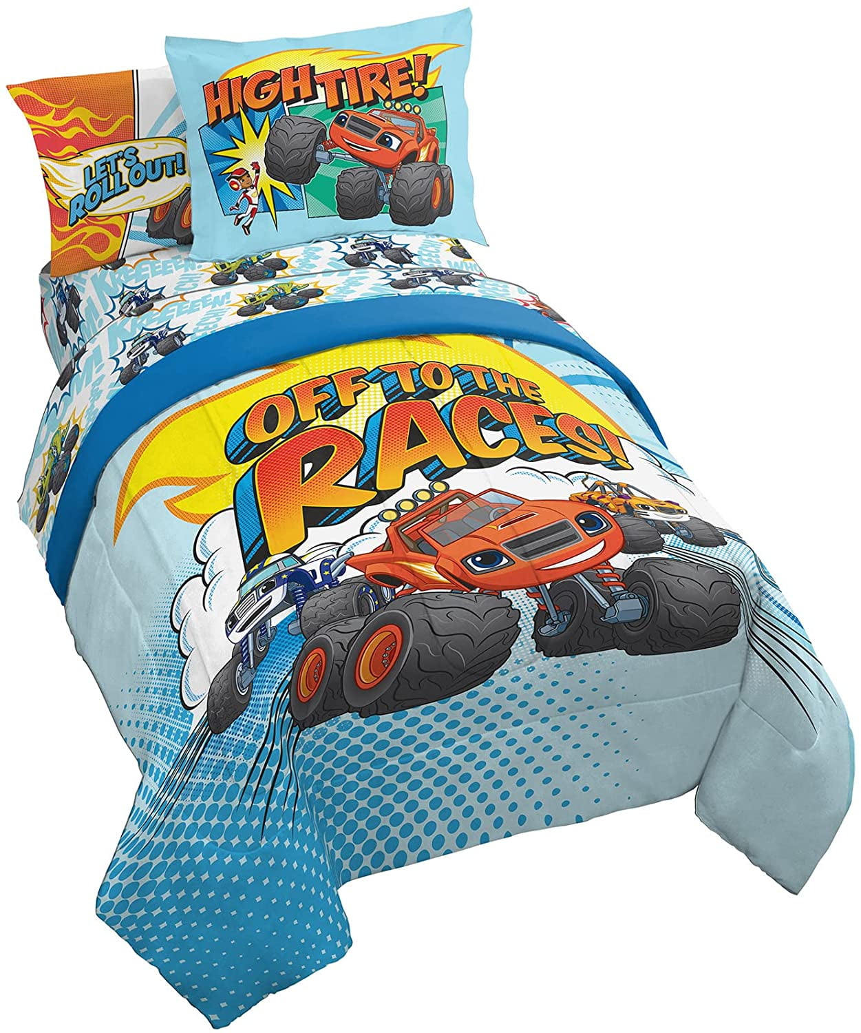 Blaze and the Monster Machines 5 Piece Twin Size Kids Bed Set with Shams