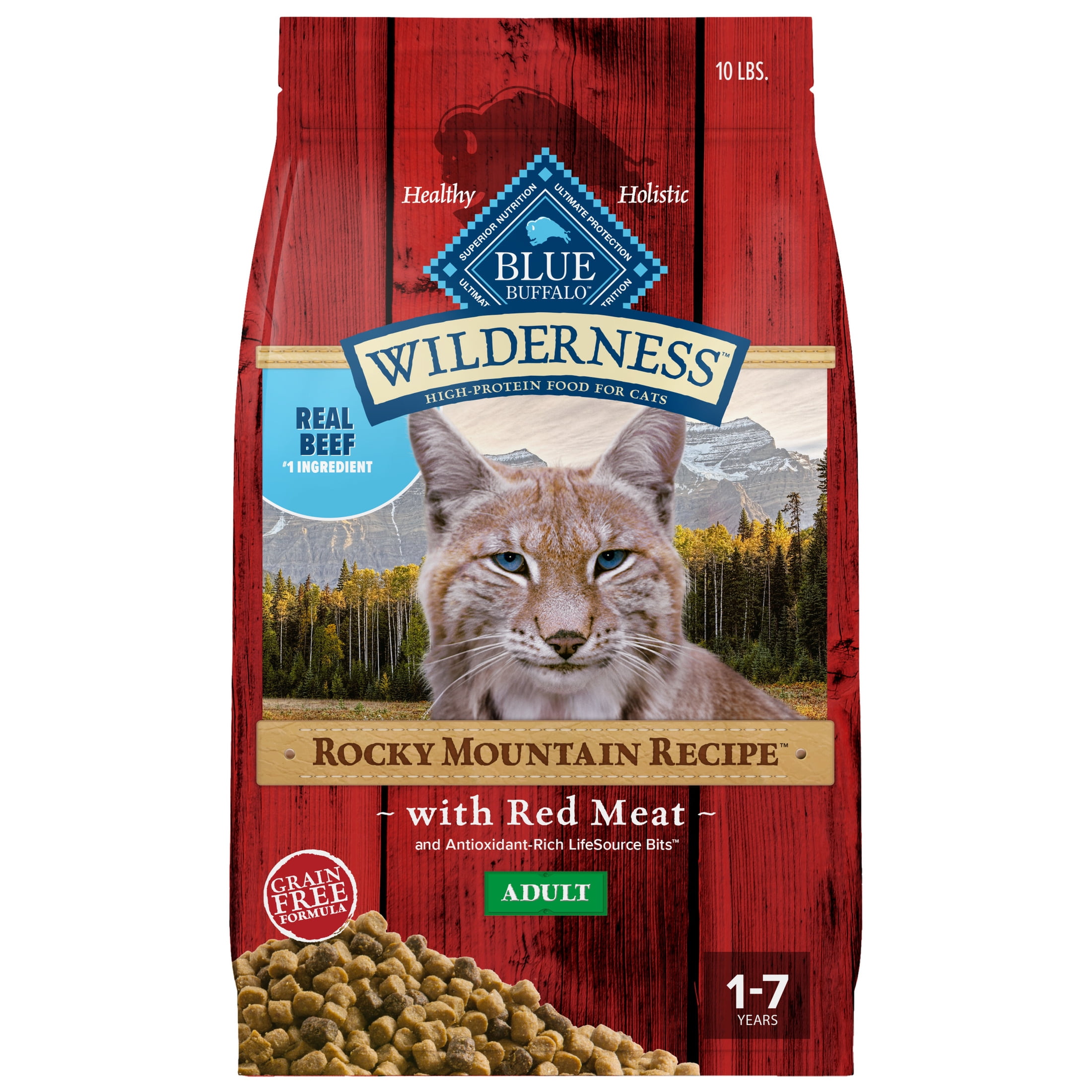 Blue Buffalo Wilderness Natural Dry Cat Food, Rocky Mountain Recipe, Red Meat, 10-lb. Bag