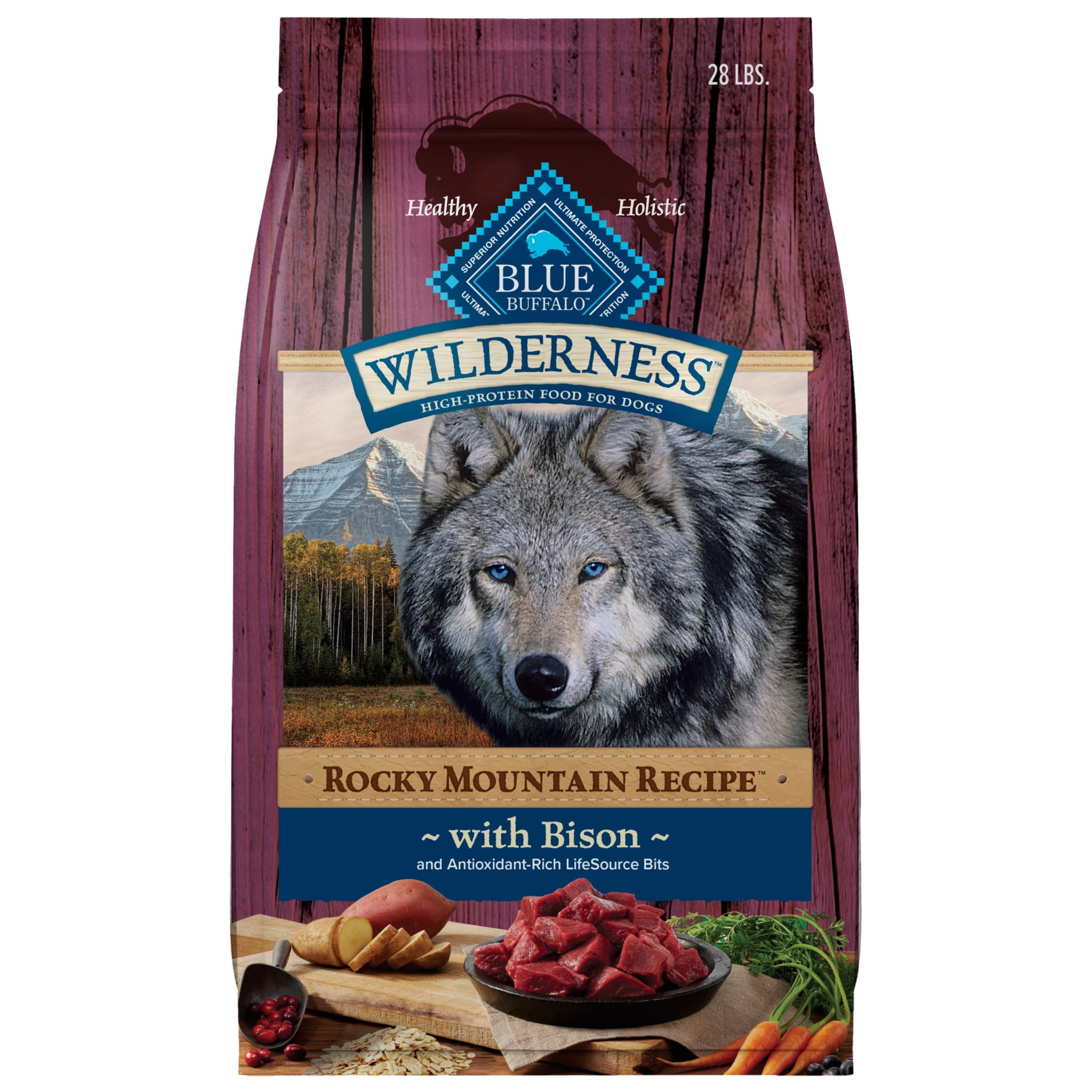 Blue Buffalo Wilderness Natural Dry Dog Food, High-Protein, Bison & Whole Grains, 28-lbs.