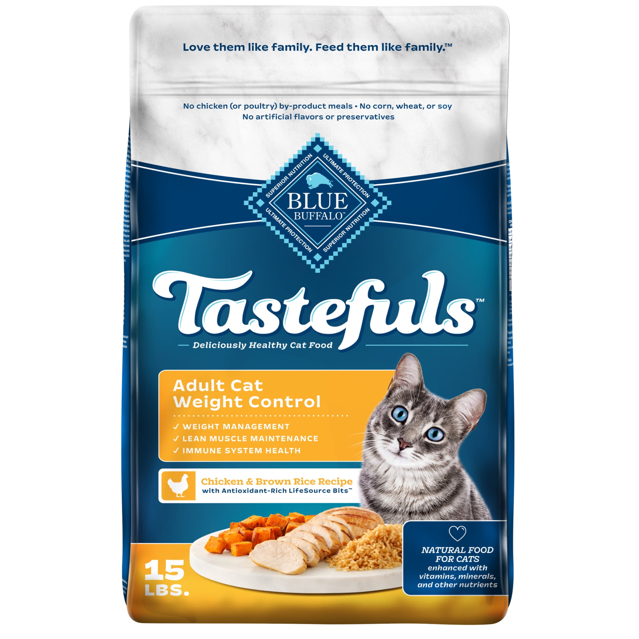 Blue Buffalo Tastefuls Natural Dry Cat Food, Weight Control, 15-lb. Bag