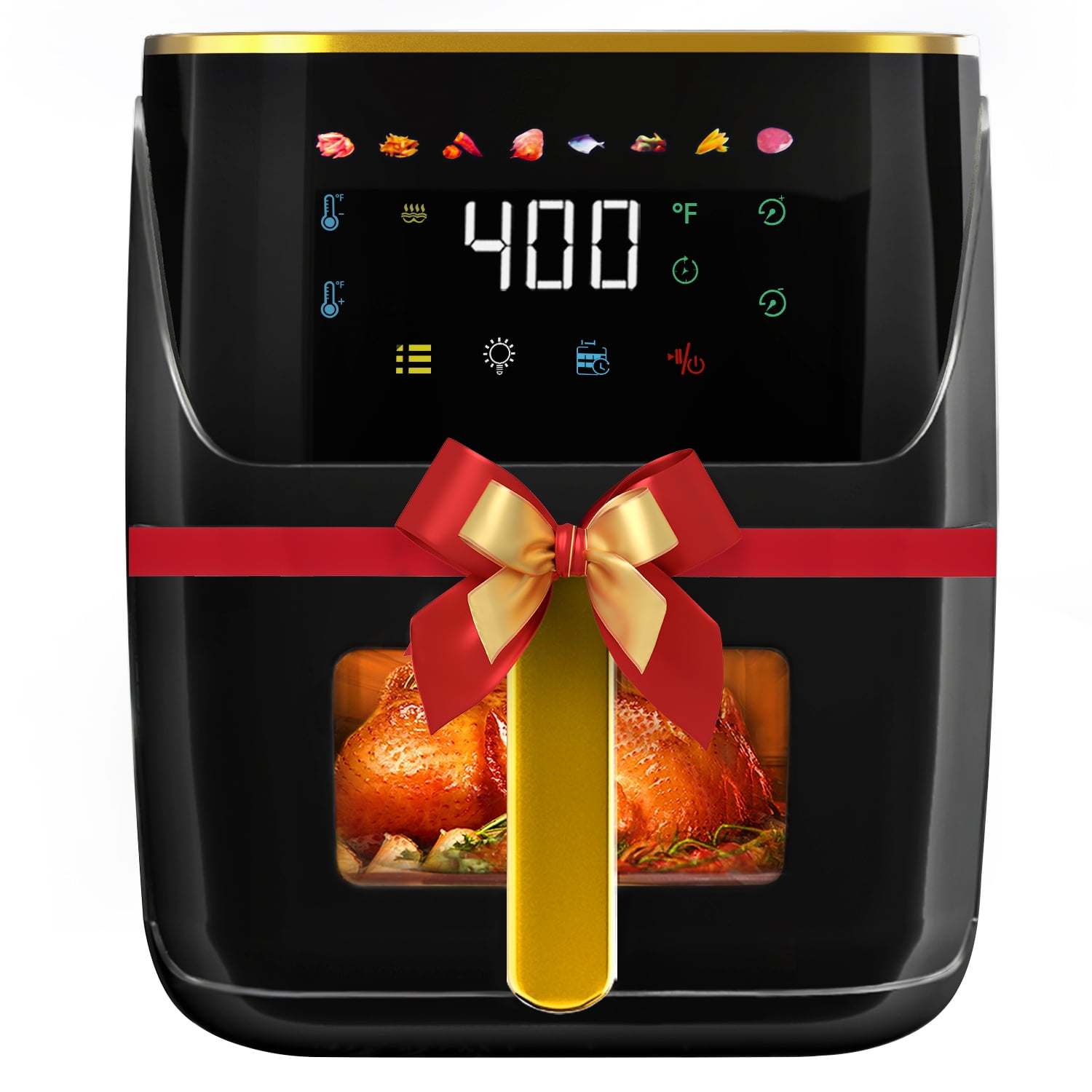 Bluebow Newest Air Fryer Large 8.5 QT, Black, 8 in 1 Touch Screen, Visible Window, 1750W
