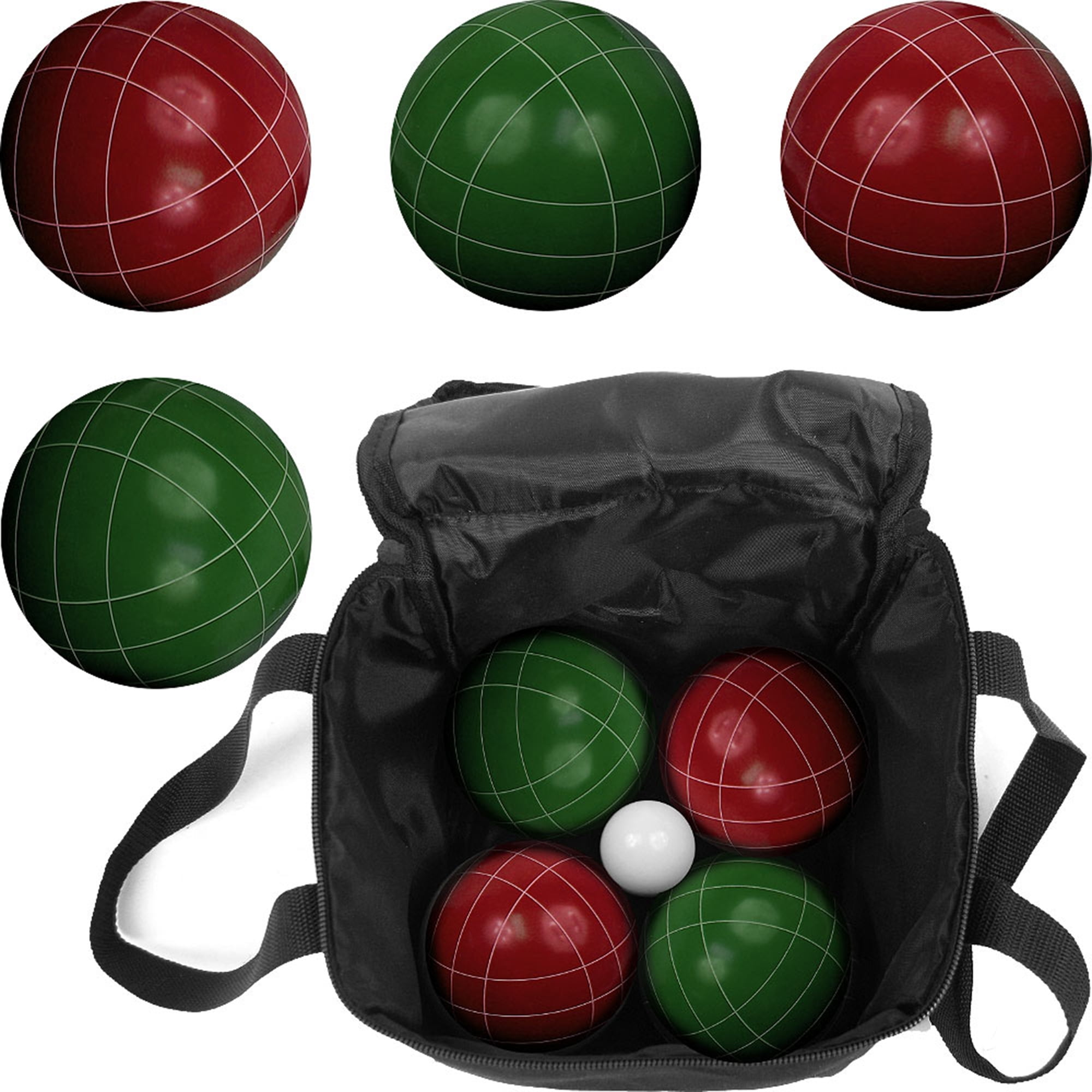 Bocce Ball Set- Regulation Outdoor Family Bocce Game for Backyard Lawn Beach and More- Red