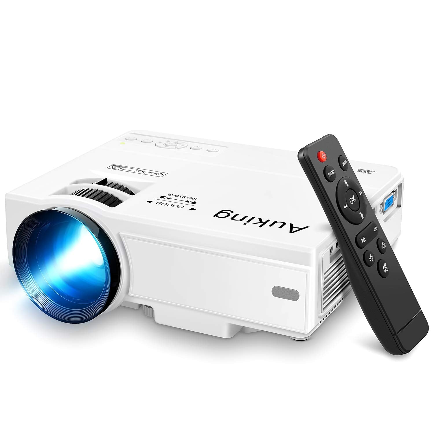 Bolun AuKing 1080P HD LCD Mini Projector, White, 5 Count