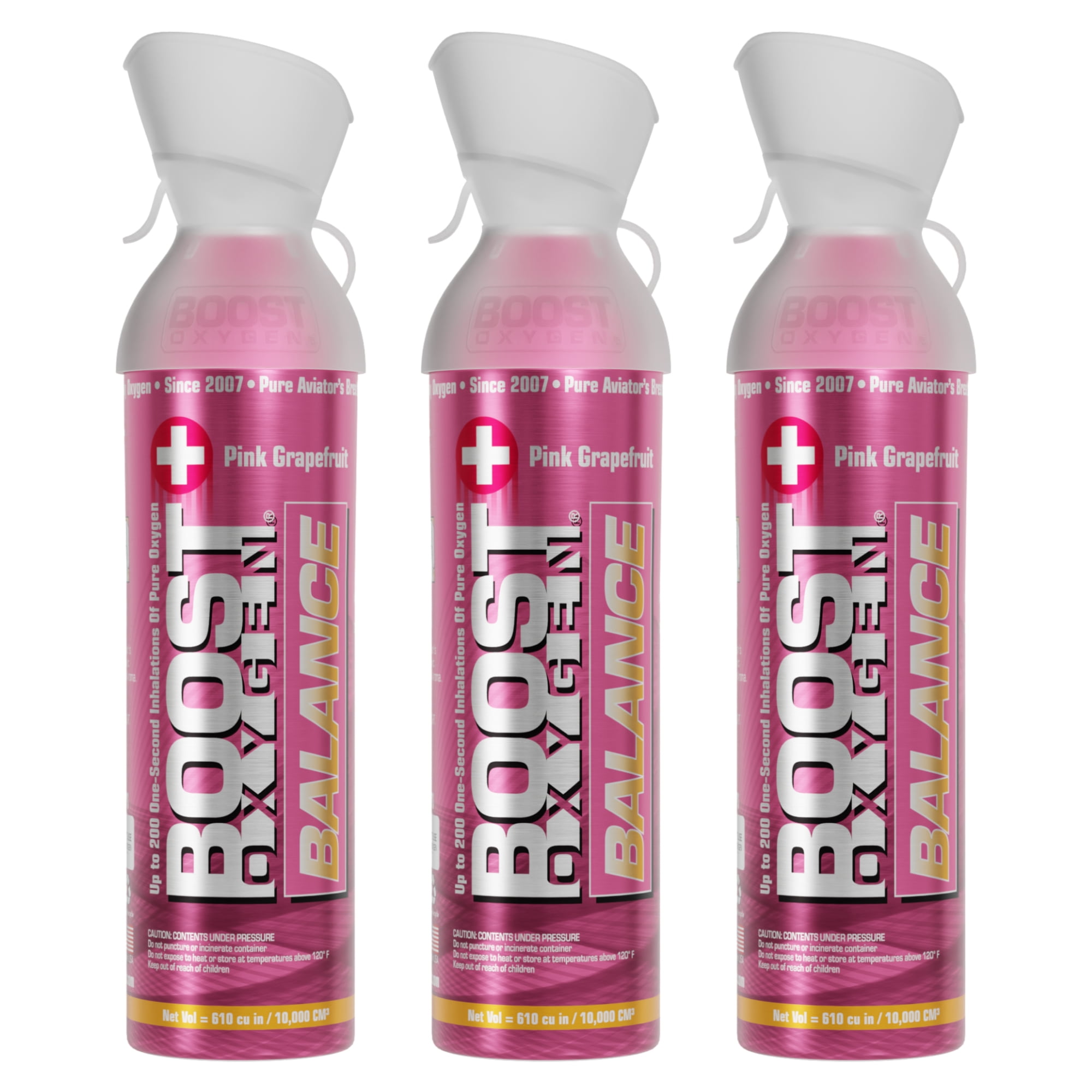 (3 pack) Boost Oxygen Portable Canned Oxygen, Pink Grapefruit, 10L