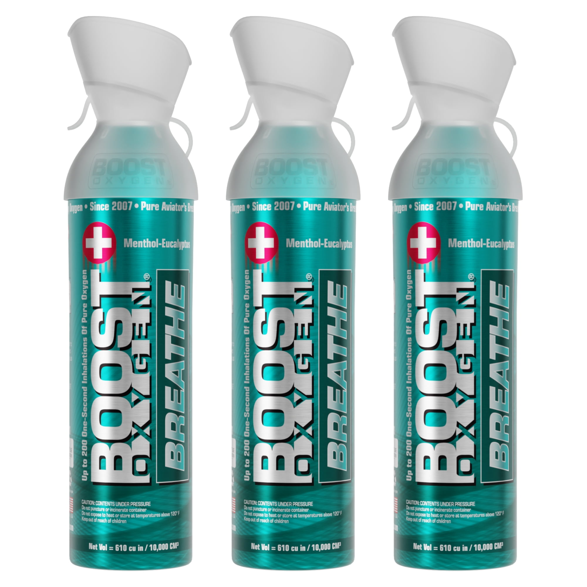 (3 pack) Boost Oxygen Portable Canned Oxygen, Menthol-Eucalyptus, 10L
