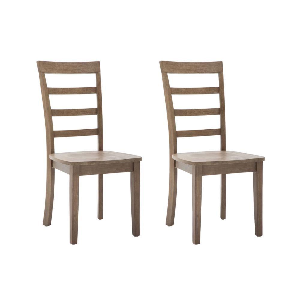 Boraam Boulder Wood Dining Room Side Chairs - Barnwood Wire-Brush Finish - Set of 2