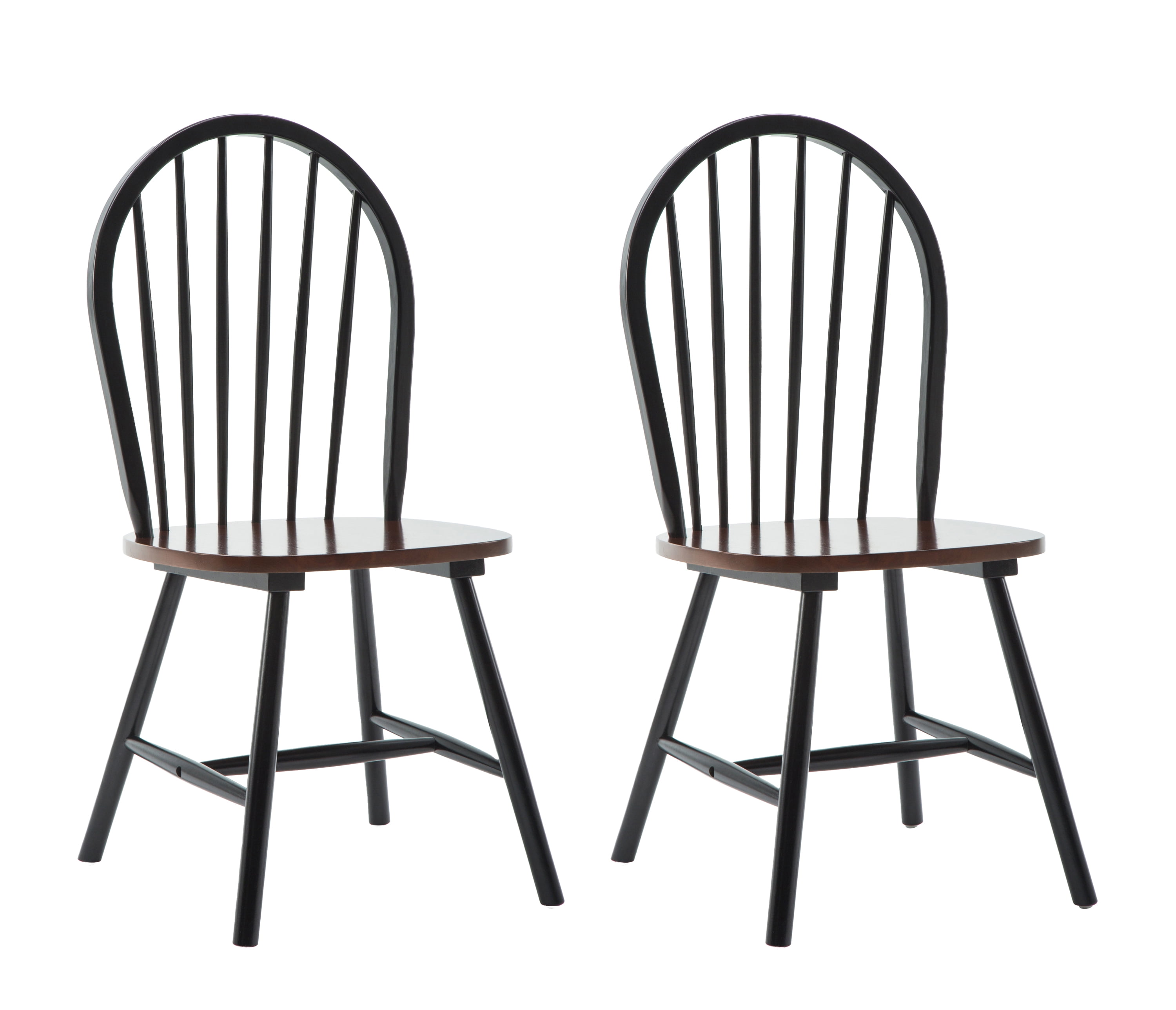 Boraam Windsor Wood Dining Room Side Chairs - Set of 2 - Black and Cherry Finish
