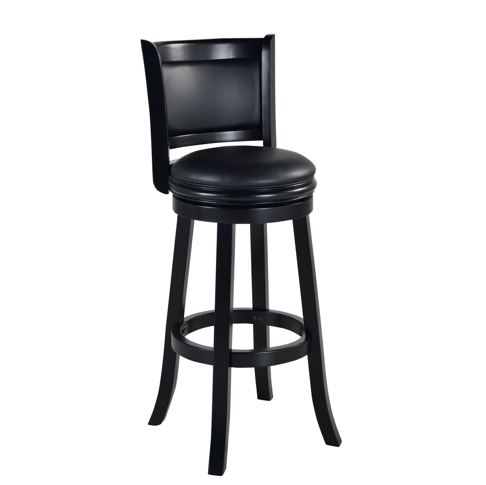 Boraam Augusta 34-inch Bar Height High Back Swivel Wood Bar Stool, Black Finish