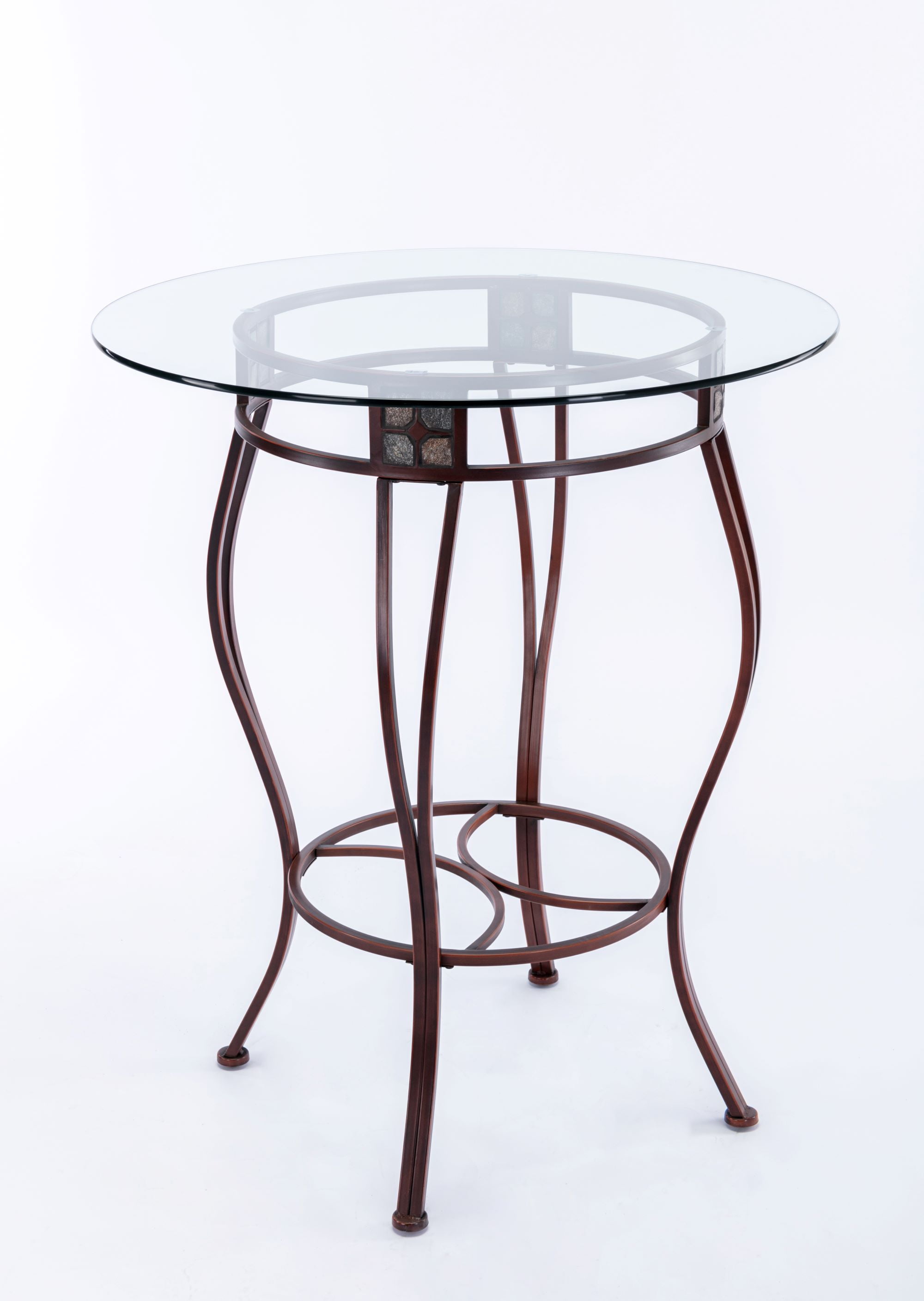 Boraam Beau Round Glass Top Pub Table in Bronze