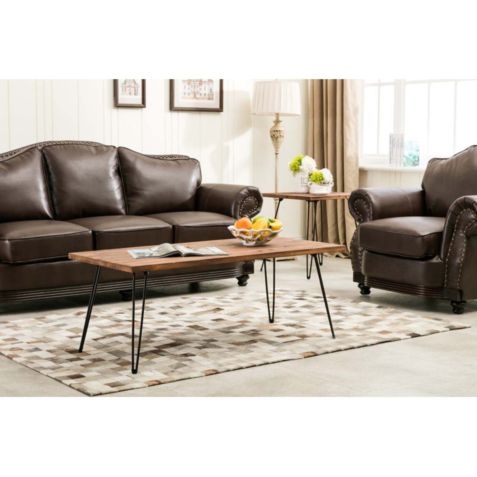 Boraam Leonard 19in. Height Coffee Table - Weathered Brown Finish - 48in Wide