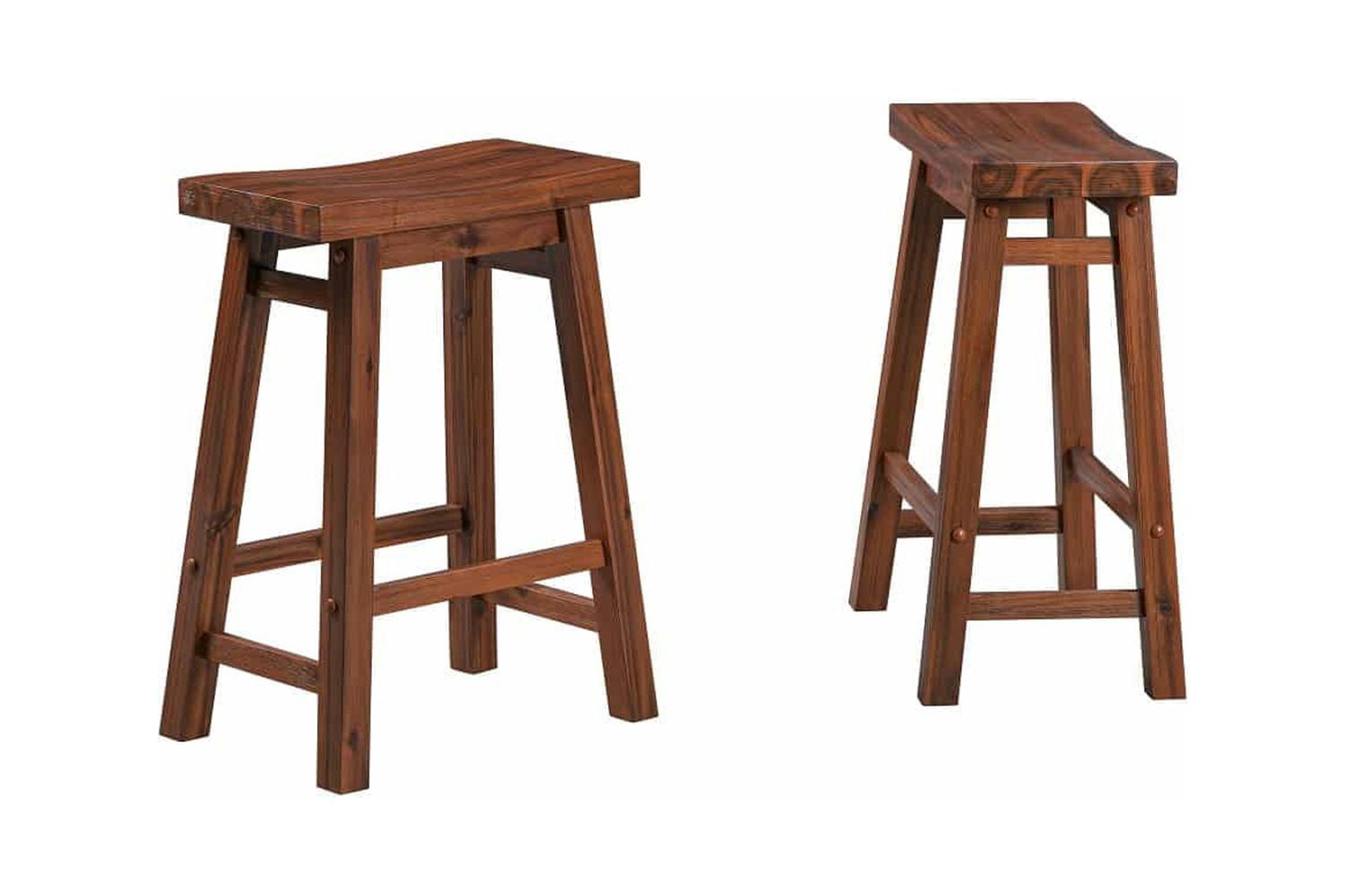 Boraam Sonoma Counter Height Backless Kitchen Bar Stools - Chestnut Wire-Brush Set of 2