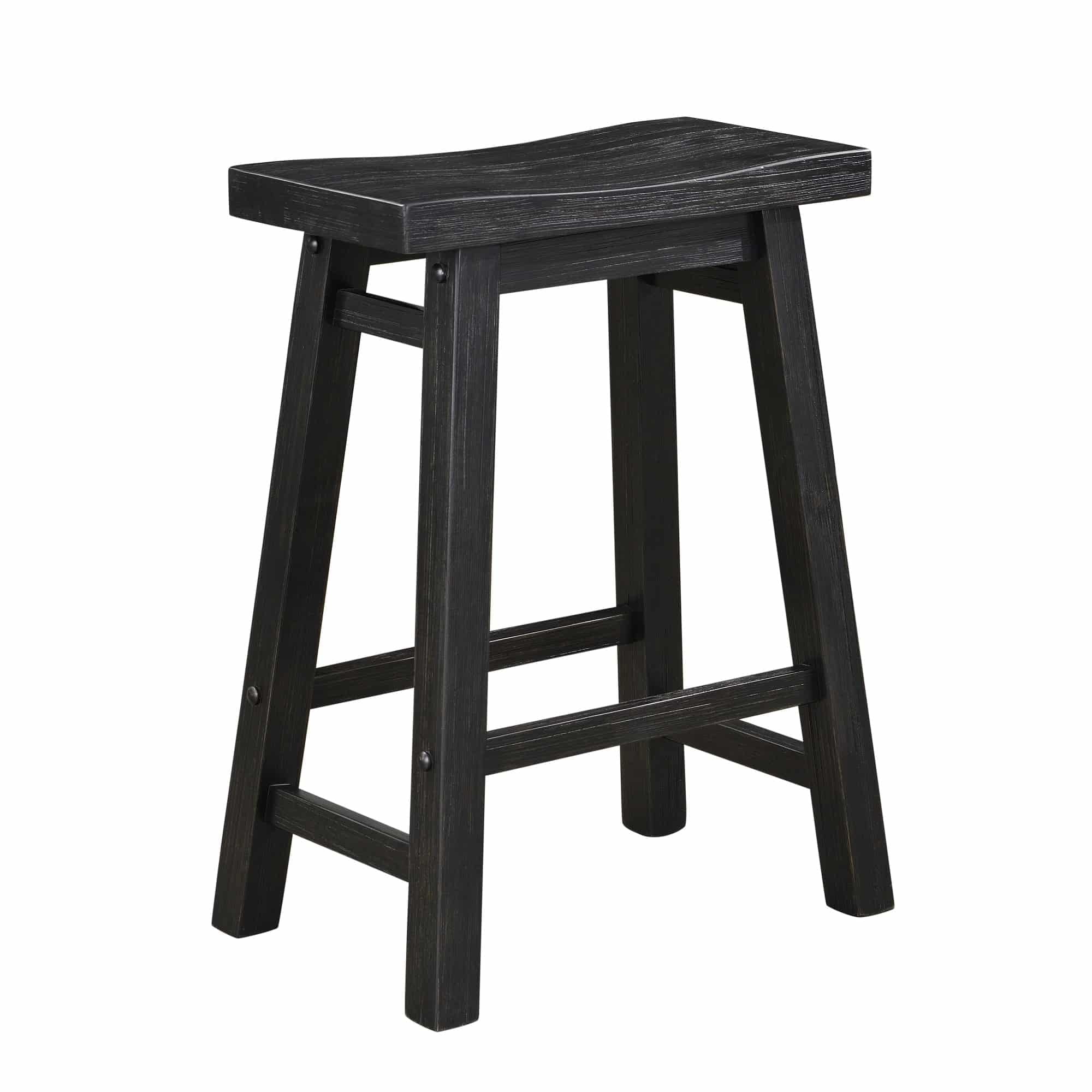 Boraam Sonoma 24" Backless Saddle Wood Bar Stool in Black Charcoal