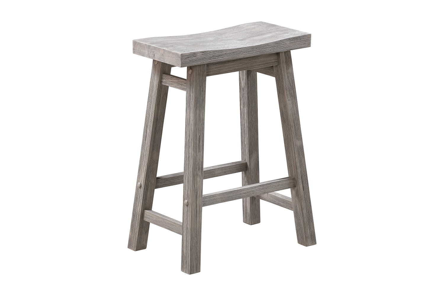 Boraam Sonoma 24in. Backless Saddle Wood Counter Stool, Storm Gray Wire-Brush Finish